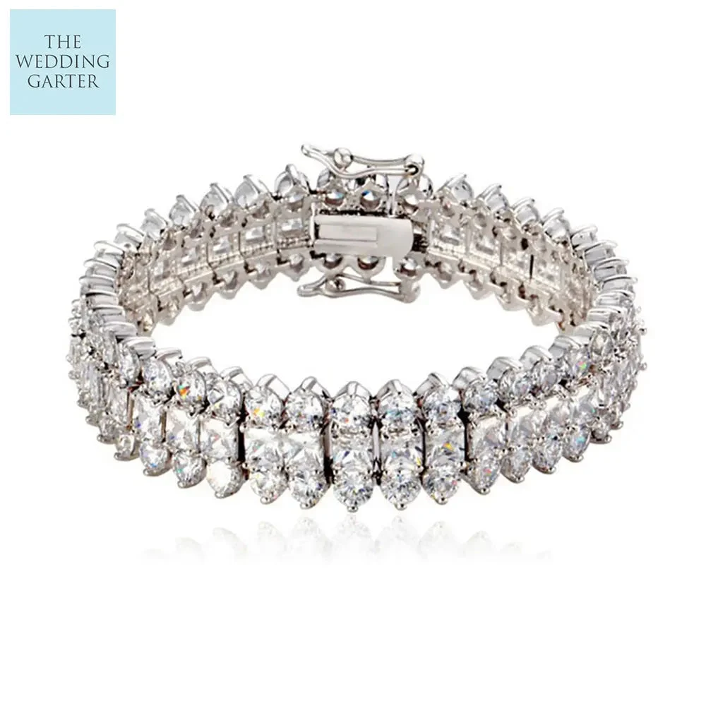 Extravagant Cubic Zirconia Diamond Luxury Cluster Bracelet