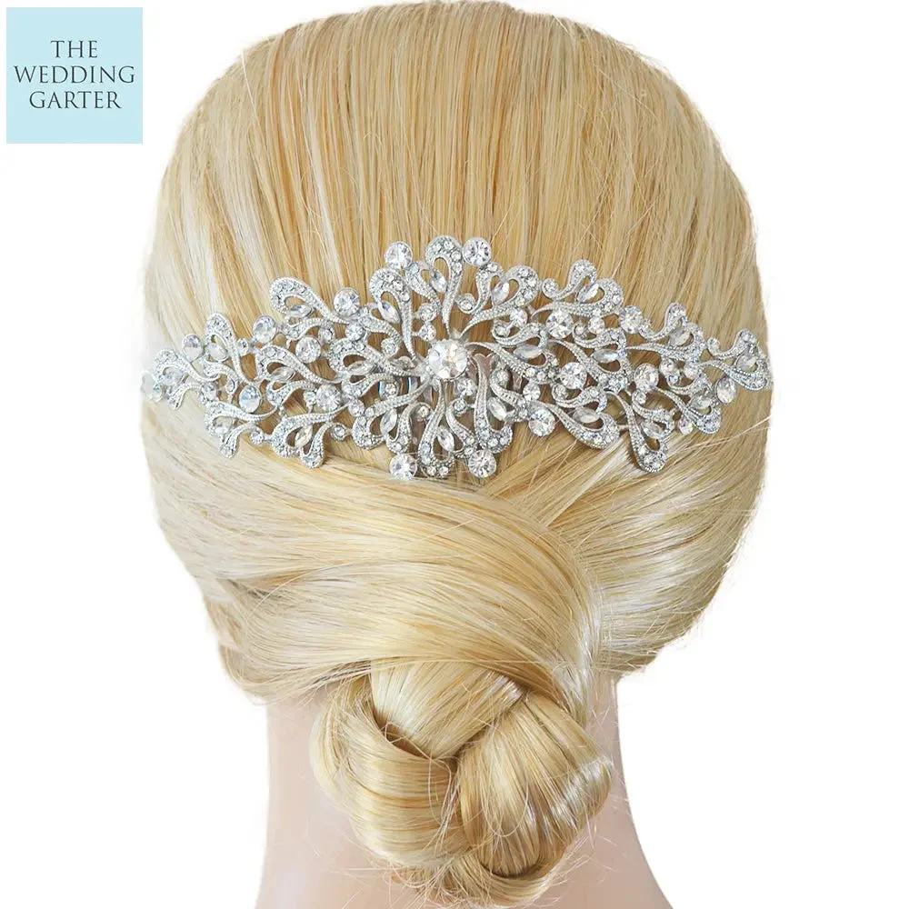 Extravagant Rhinestone Vintage Large Bridal Headpiece