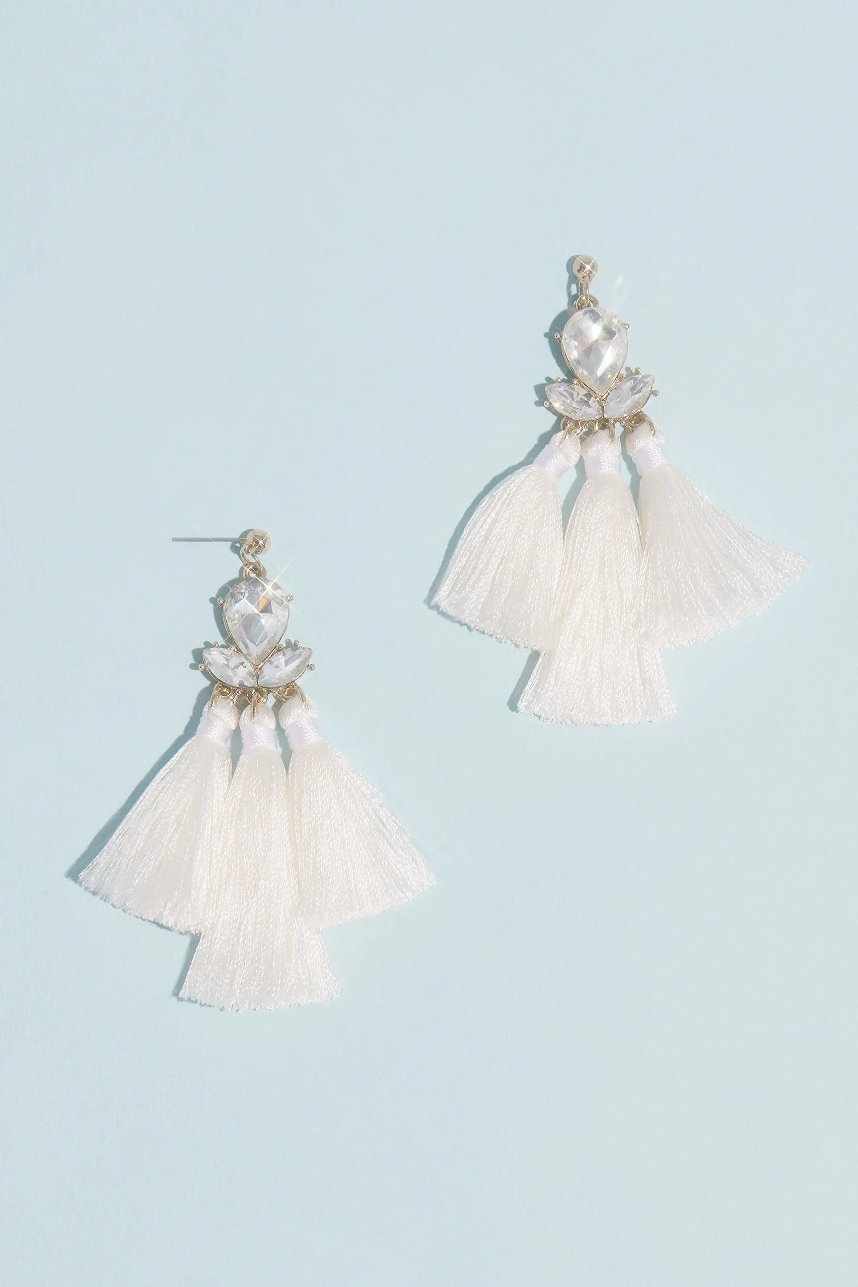 Faceted Crystal Triple Fringe Earrings