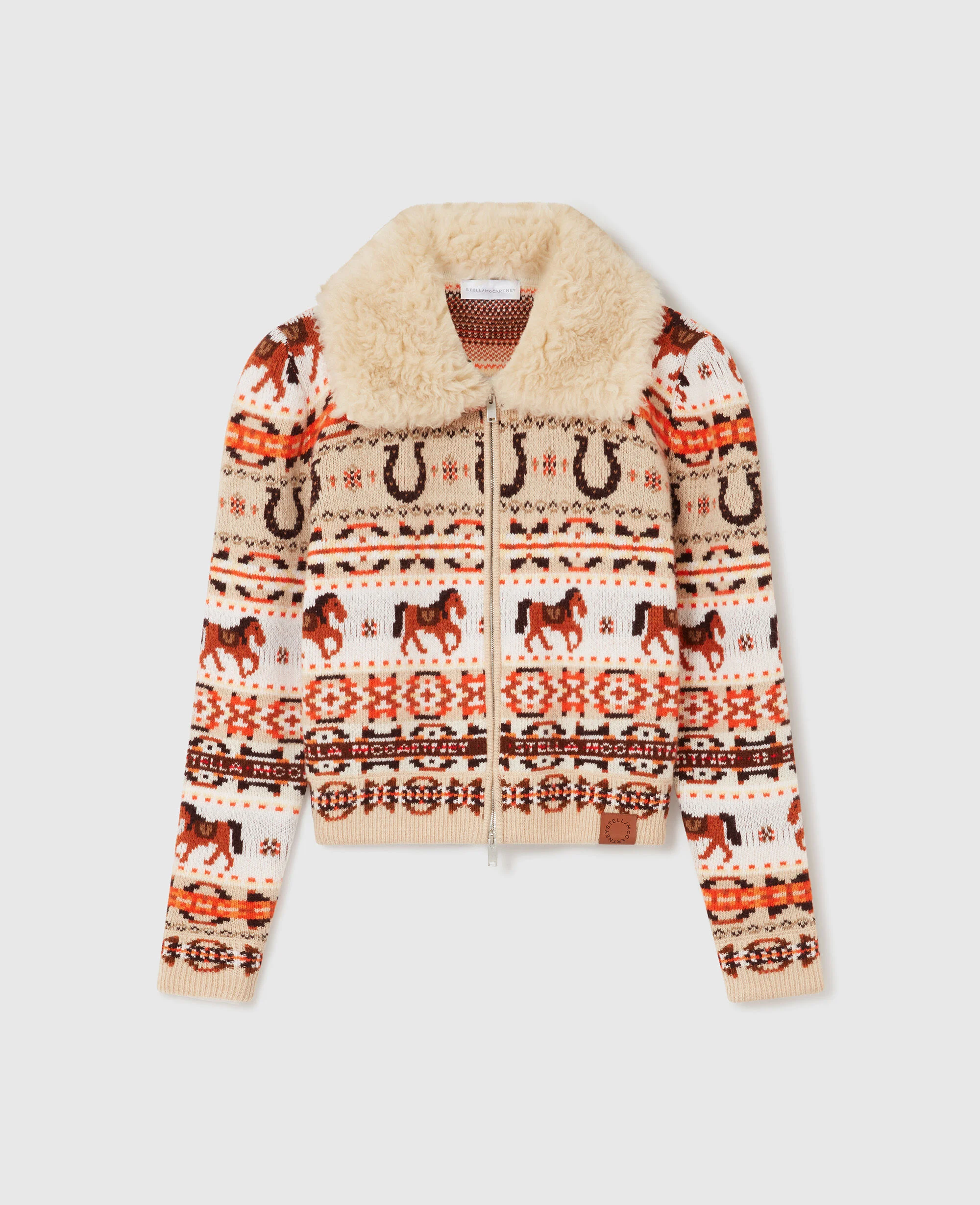 Fair IslePlush-Collar Wool Cardigan