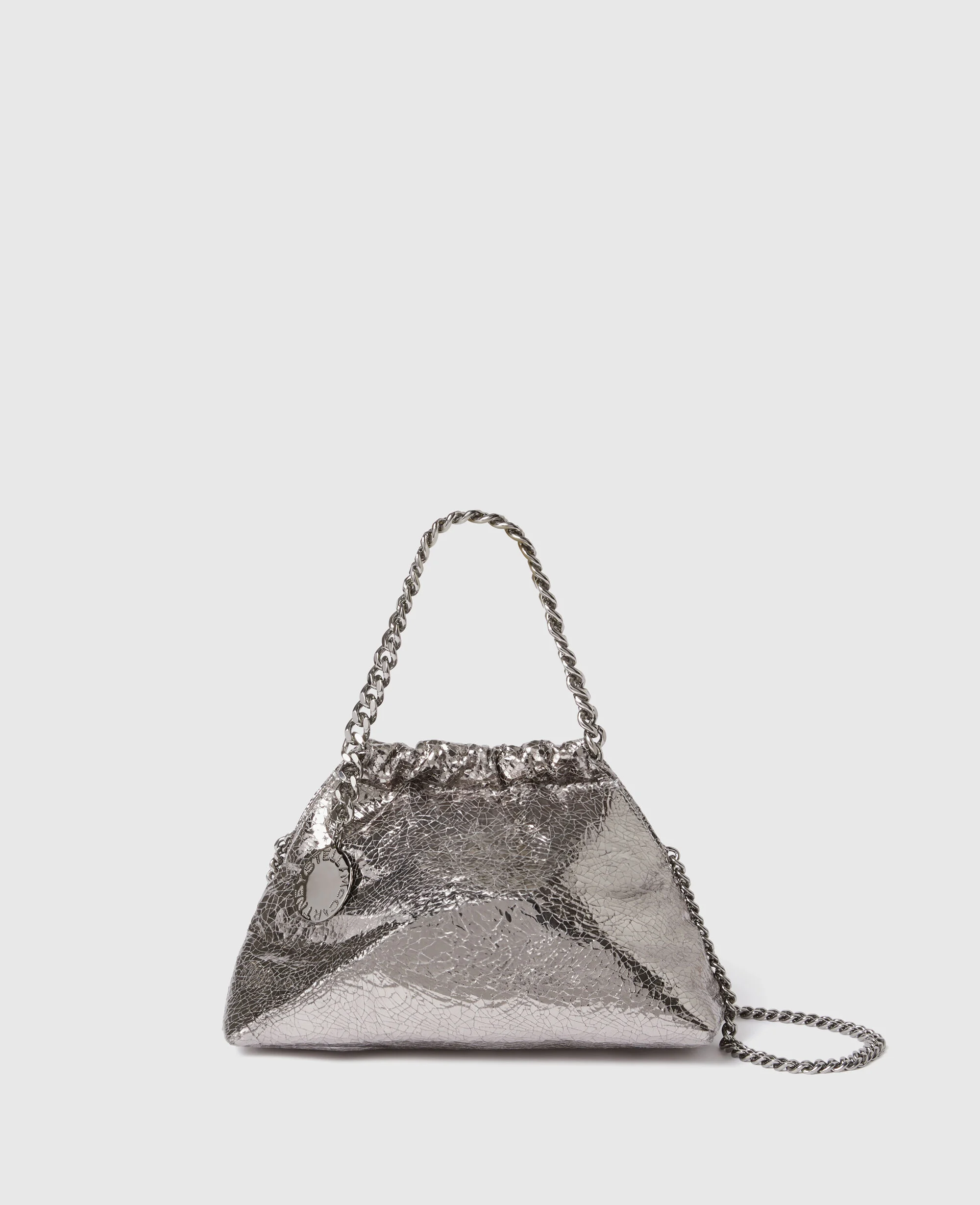 Falabella Cracked Metallic Drawstring Crossbody Bag