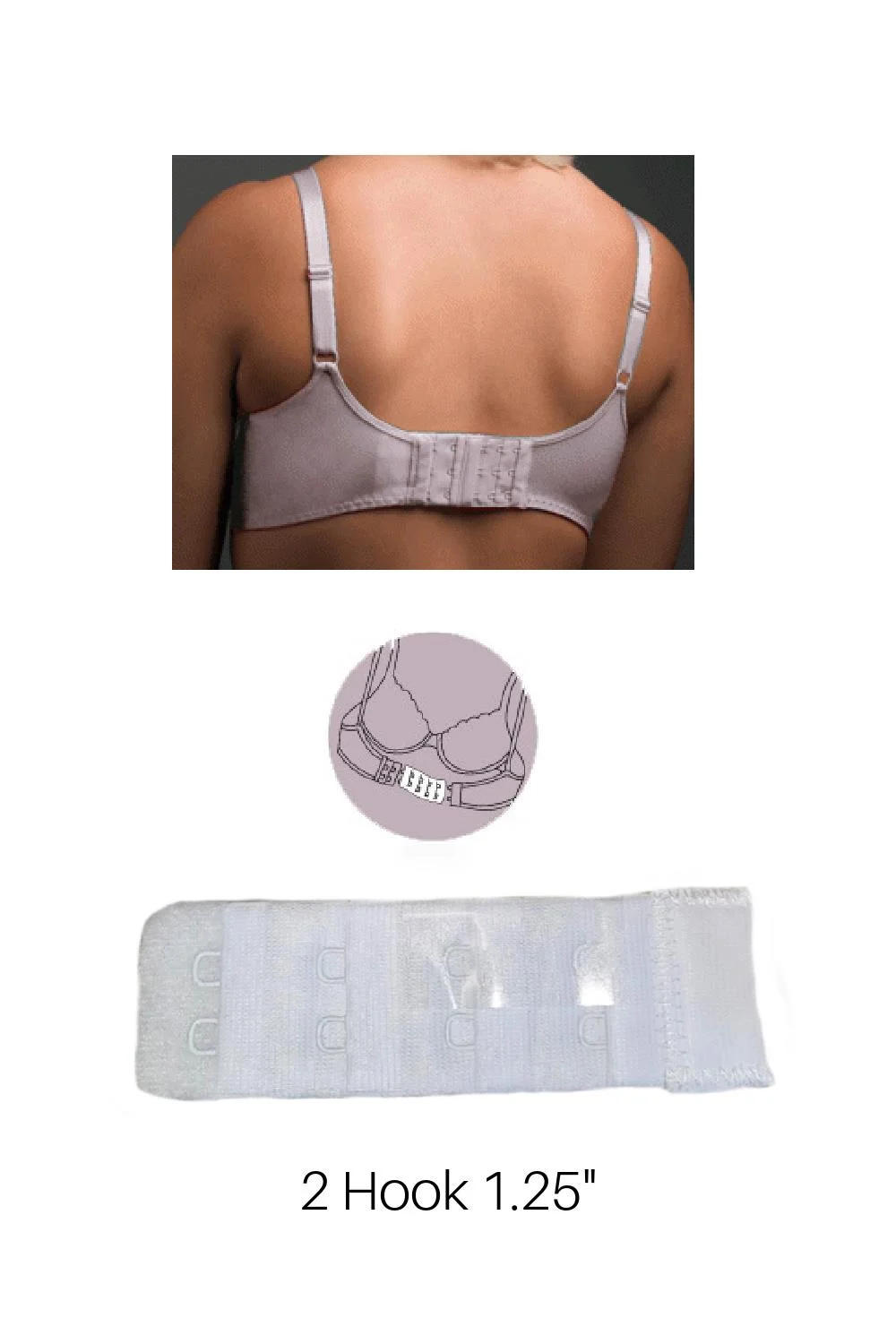 Fashion Essentials Bra Extender1.25" , White F50504