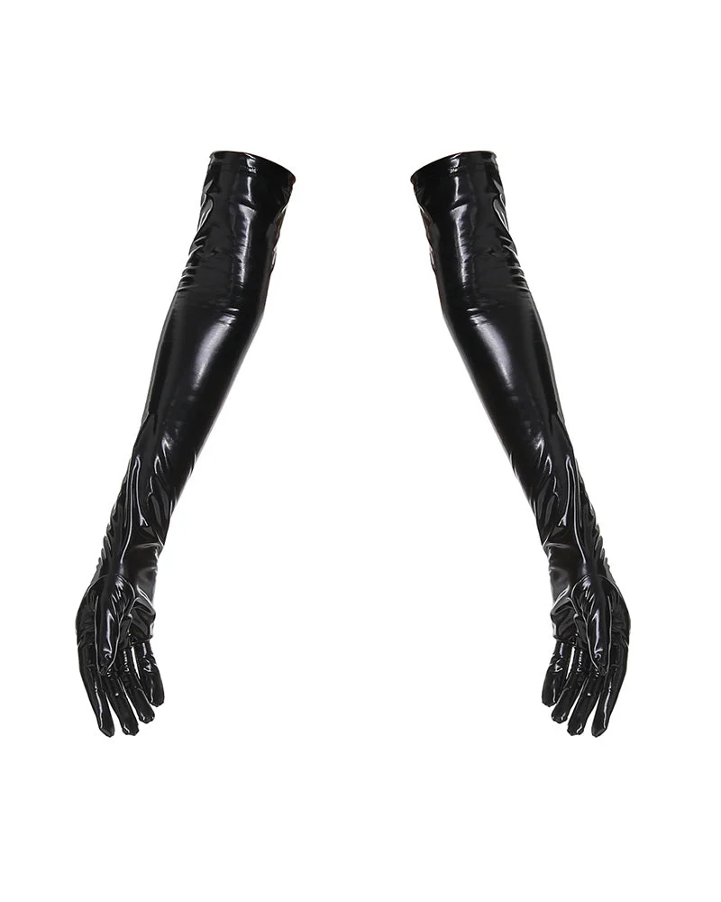 Faux Leather Opera Length Gloves