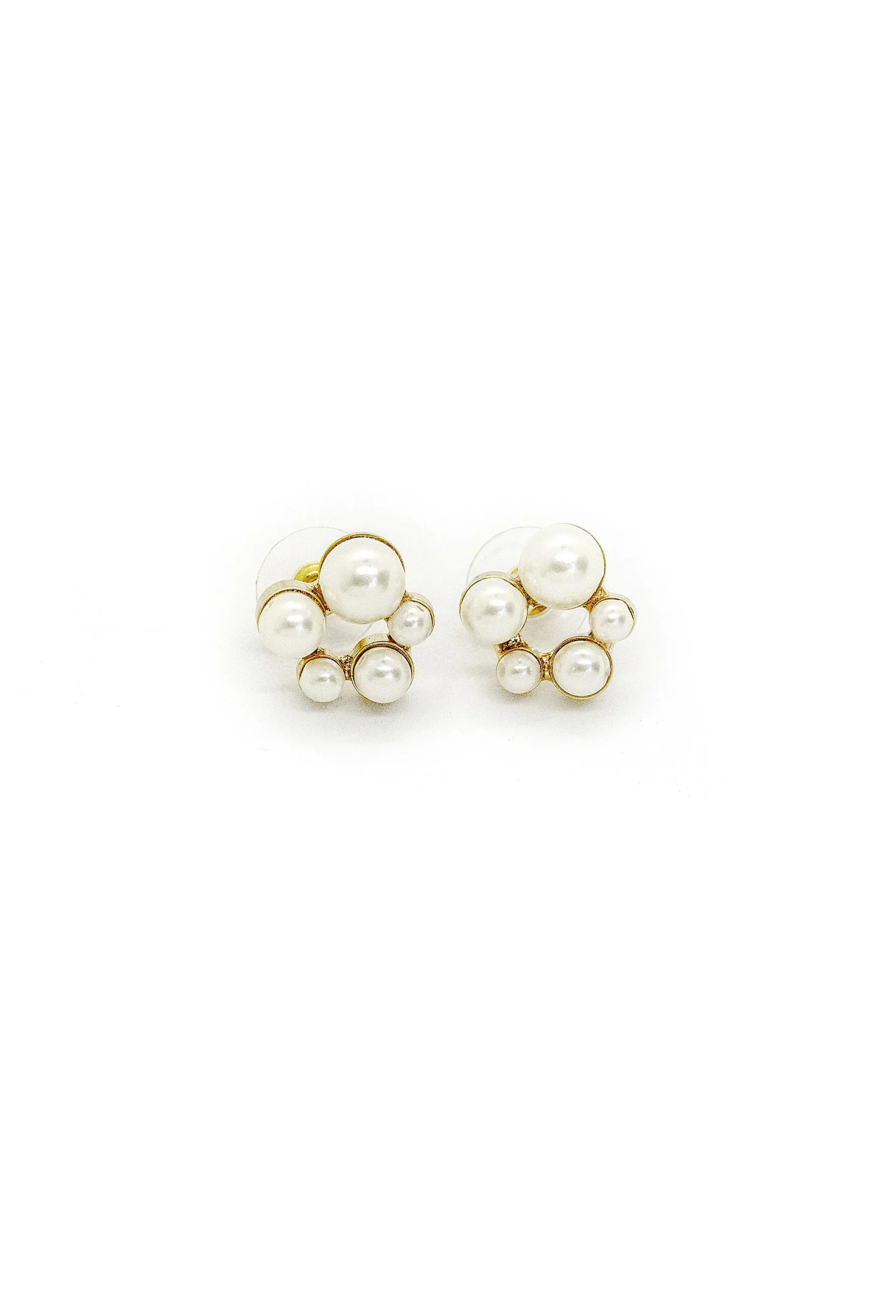 Faux Pearl Cluster Stud Earrings