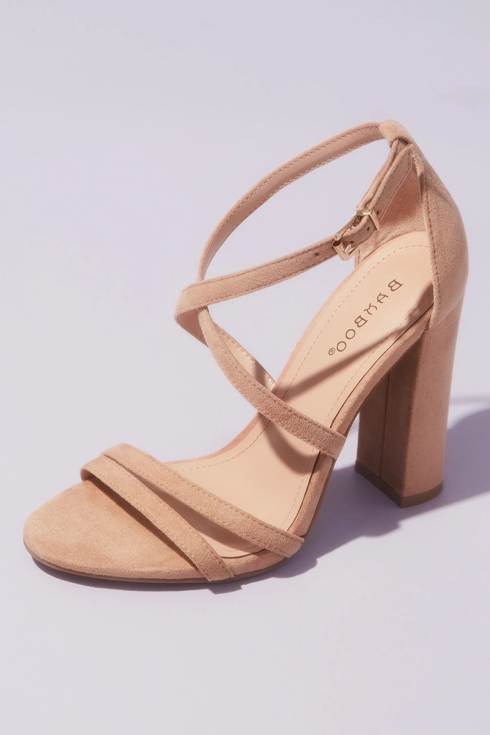 Faux Suede Thin Strap Heeled Sandals