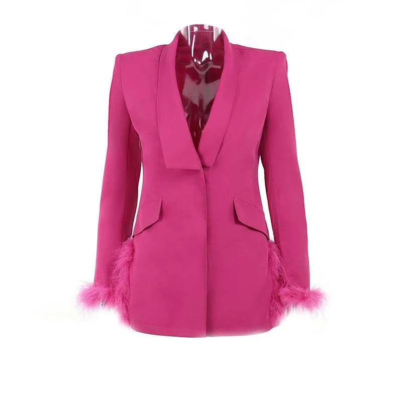 Feather turnover collar long sleeve v neck solid button mini dress