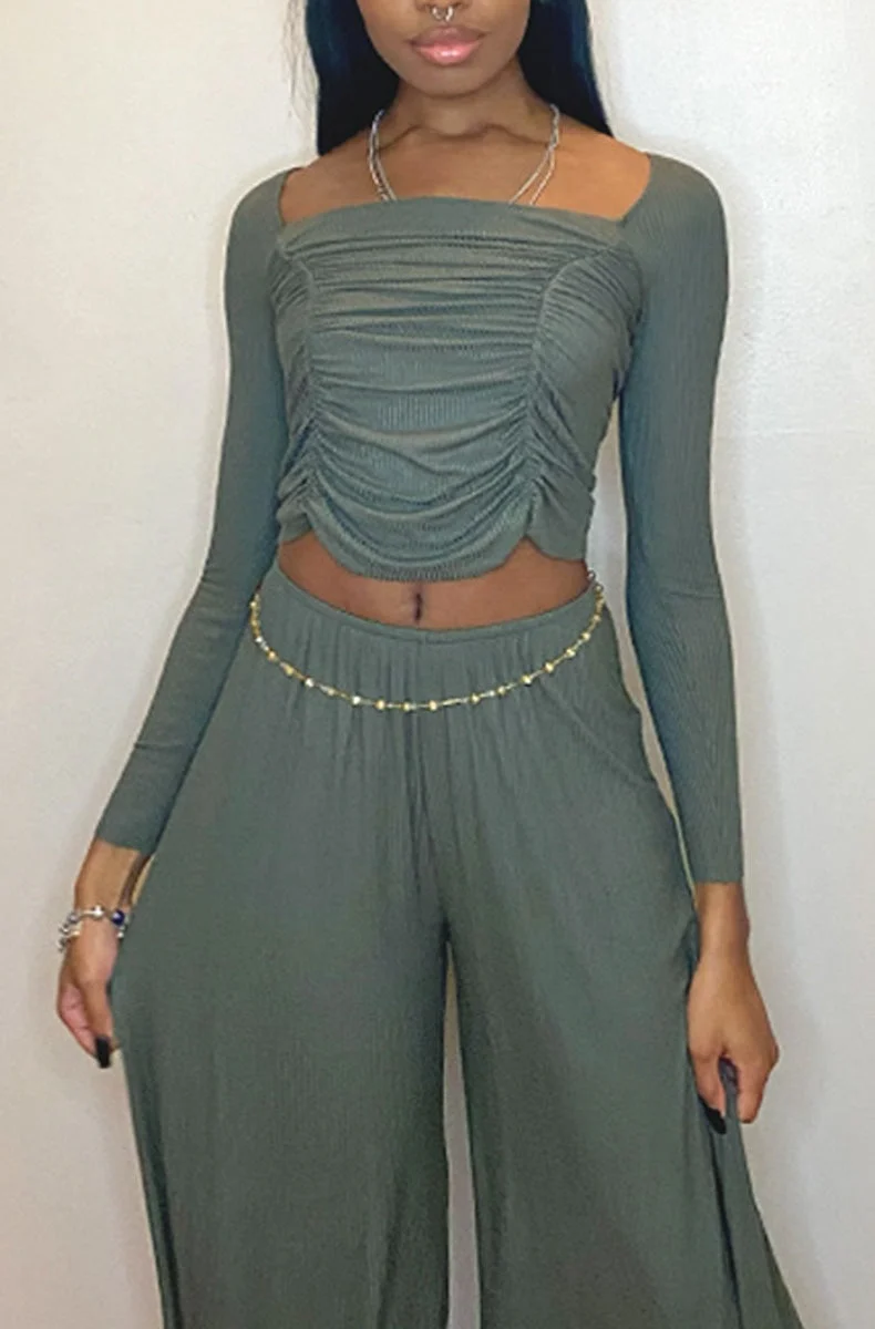 Feather Weight Rib Gathered Tee