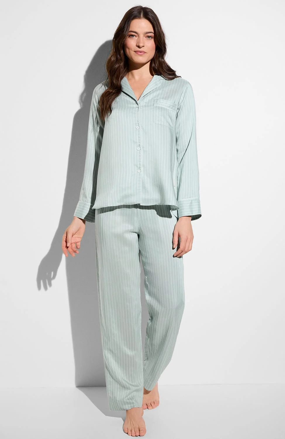 Feminine Stripes Long Pajama Set