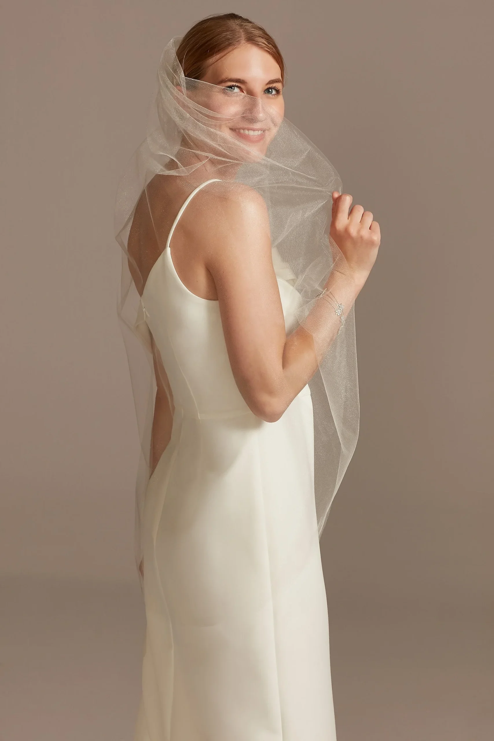 Fingertip Length Shimmer Tulle Veil