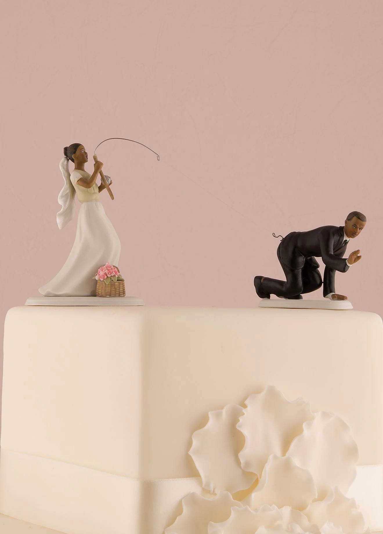 Fishing Bride and Caught Groom Cake Toppers