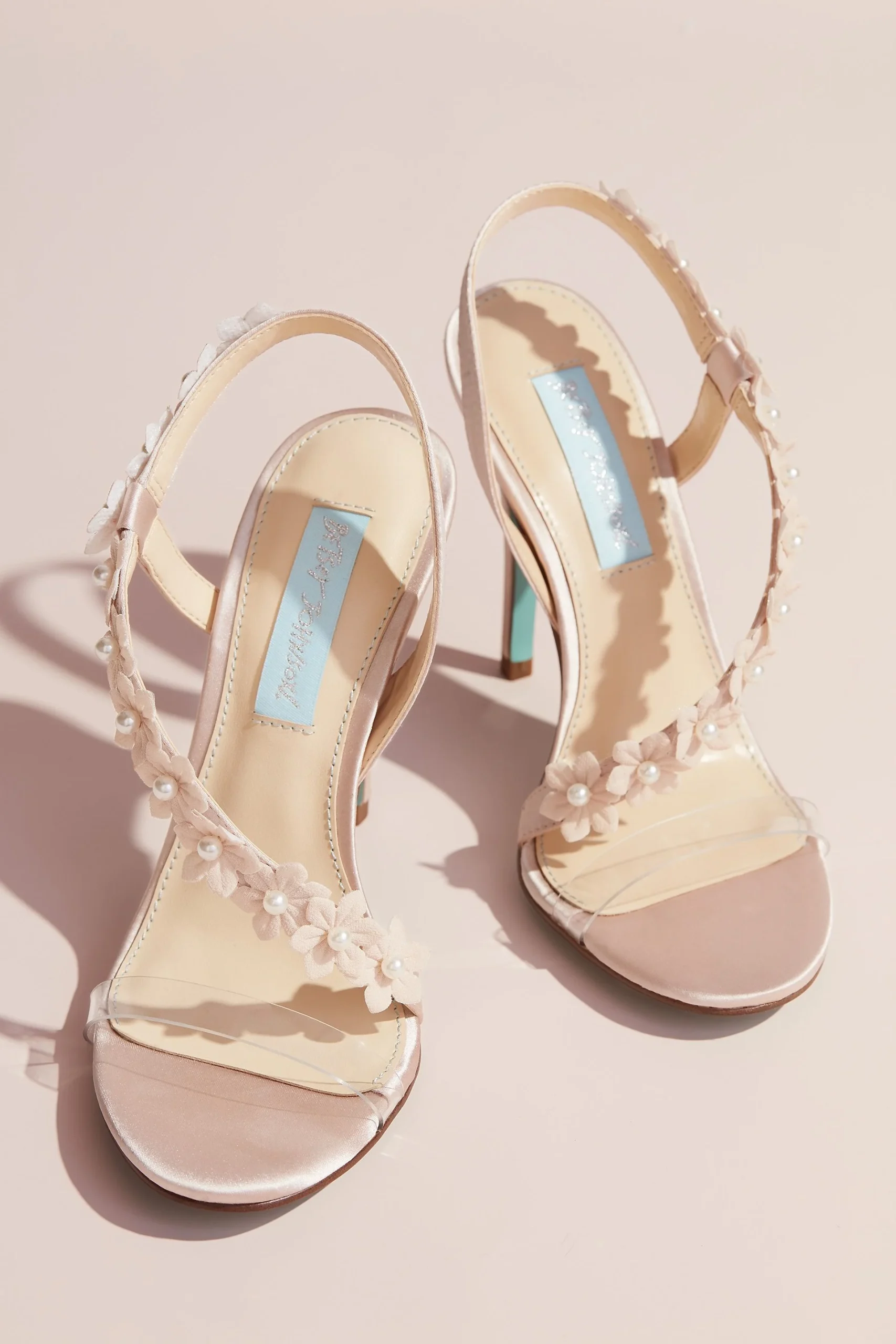 Floral Applique Cross-Strap Slingback Heels