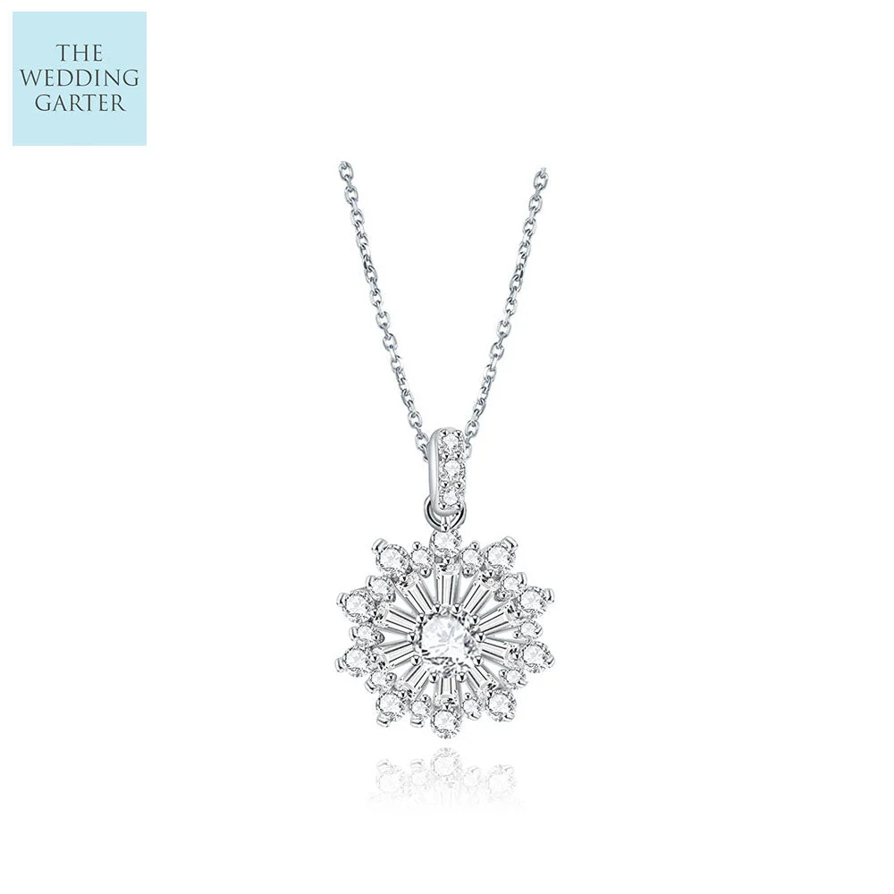 Floral Crystal Tiffany Style Pendant Necklace