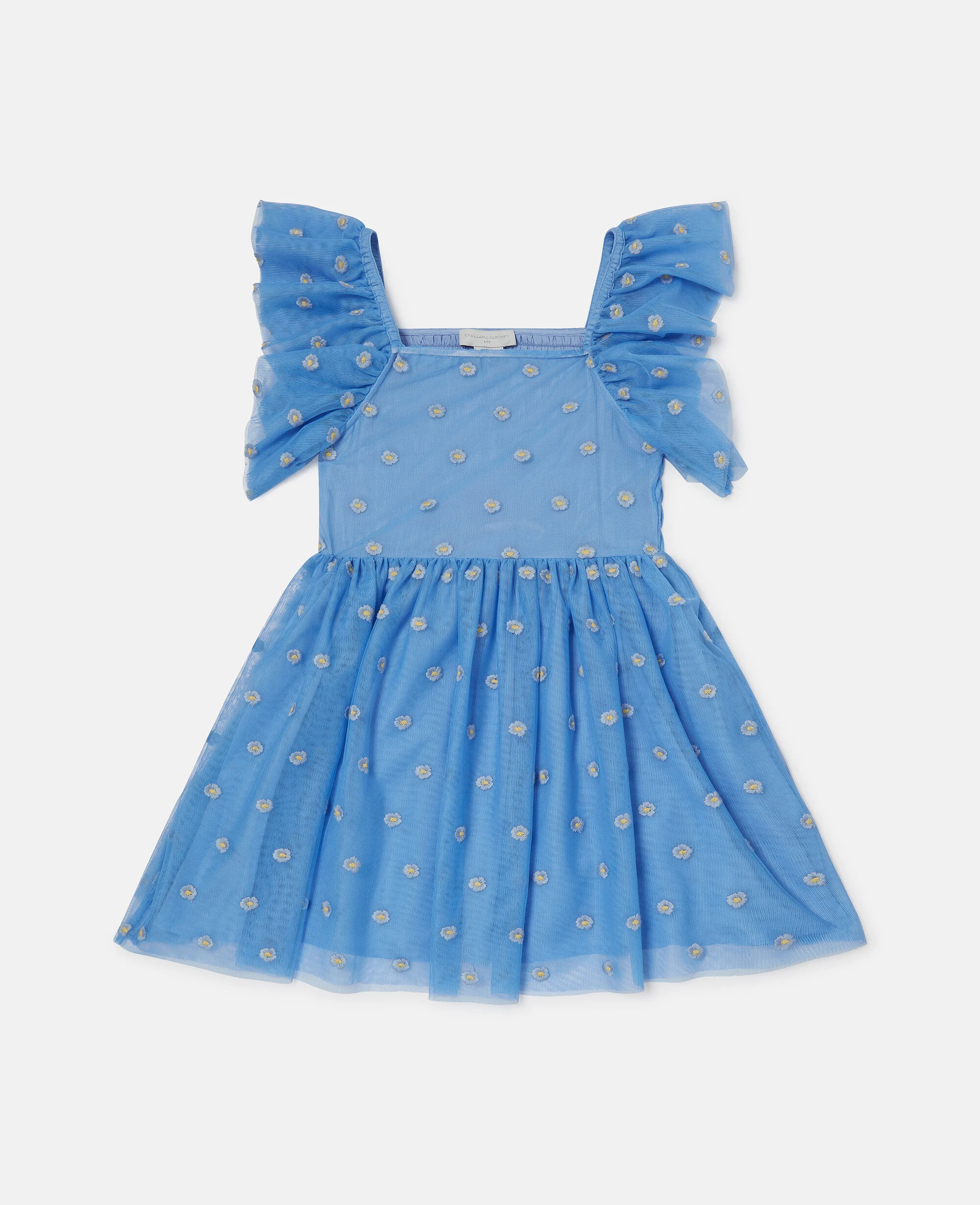 Floral-Embroidered Tulle Dress