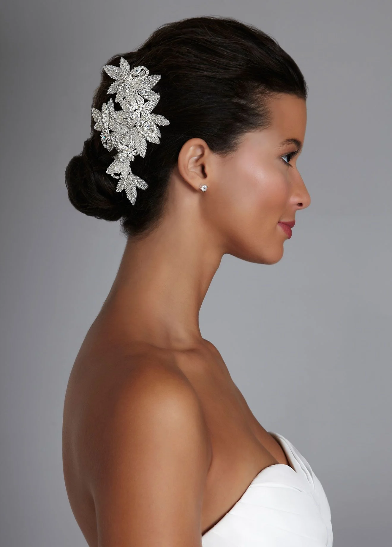 Floral Inspired Rhinestone Hair Clip with Beads