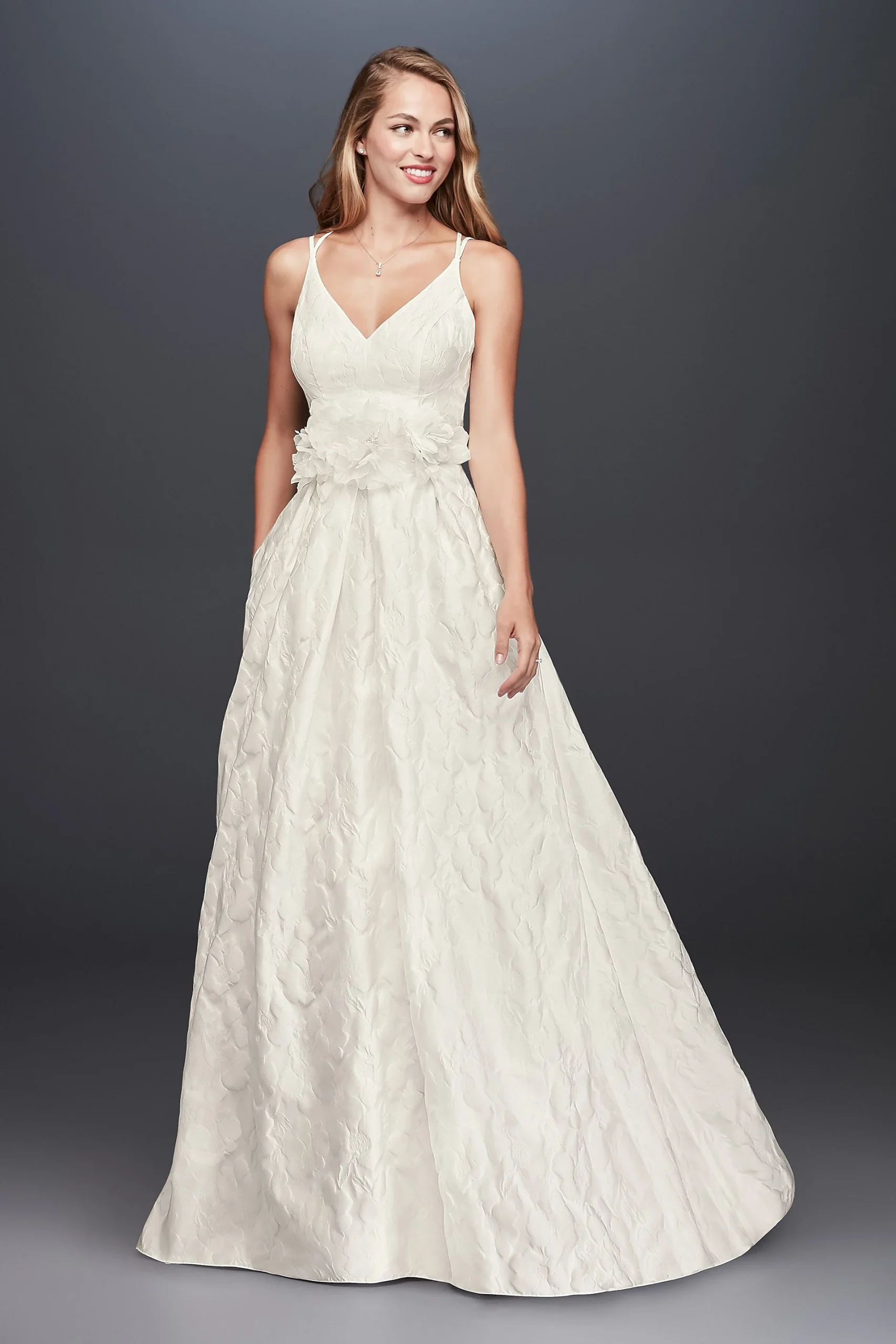 Floral Jacquard A-Line Wedding Dress