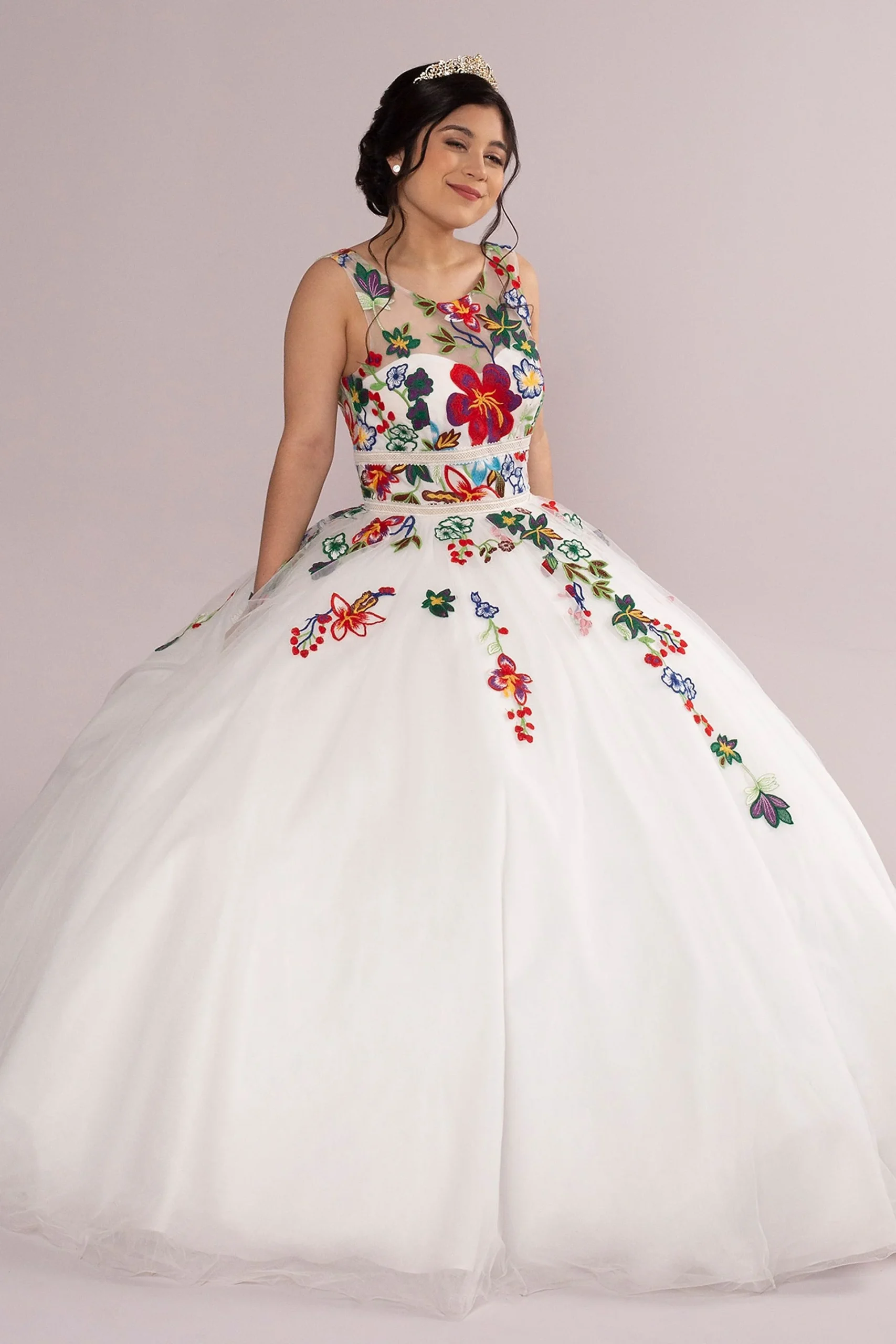 Floral Lace Applique Quince Dress