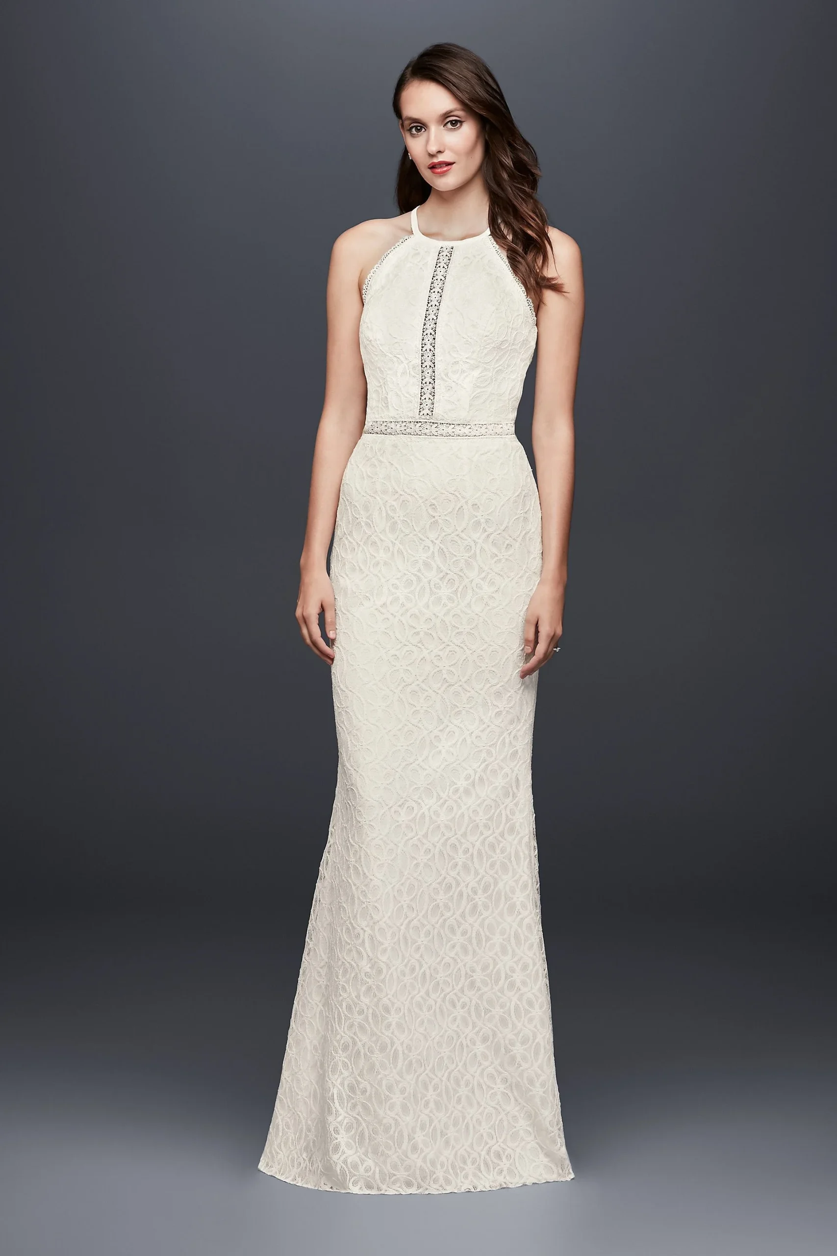 Floral Lace Racerback Sheath Wedding Dress