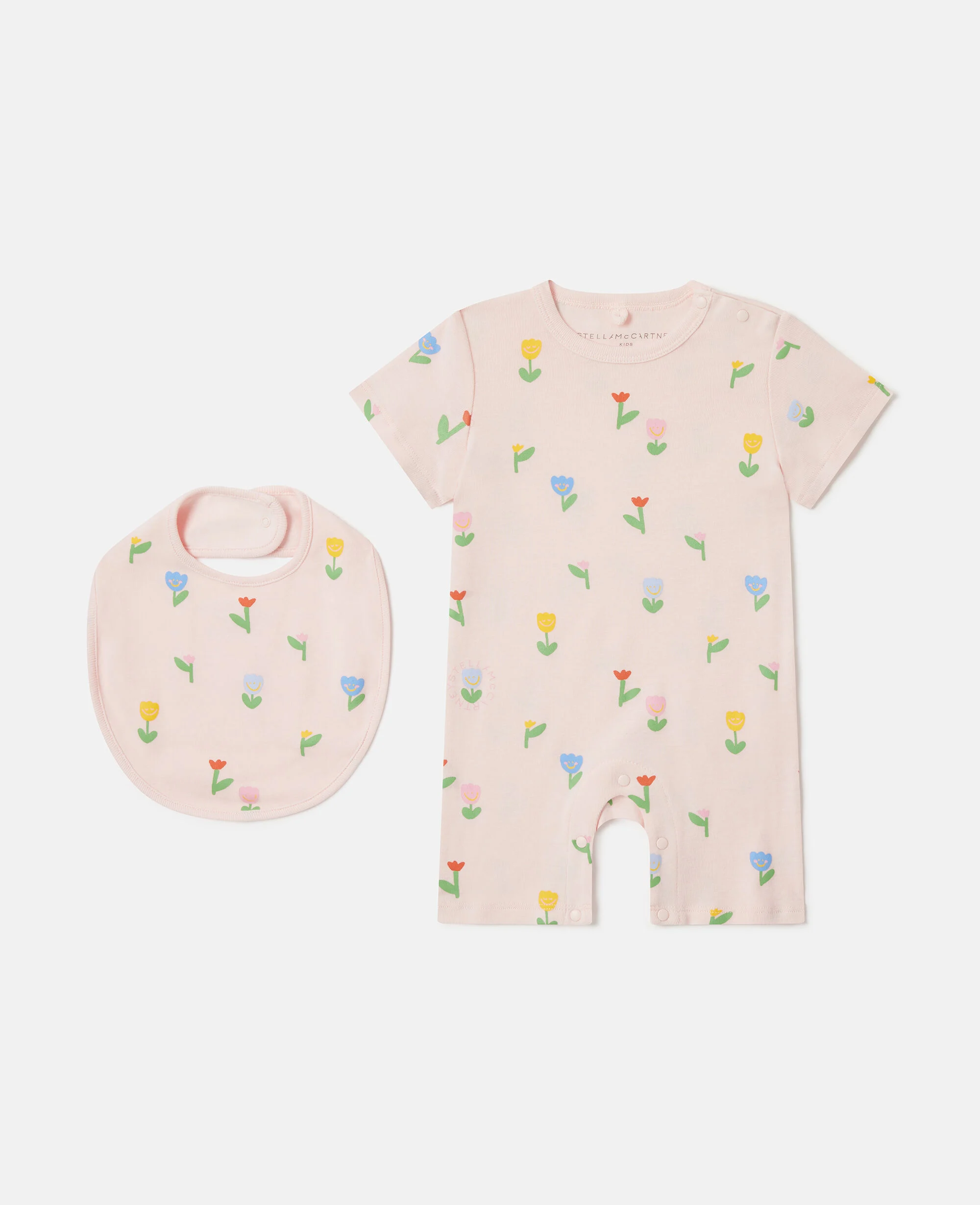 Floral Print Bib And Romper Set