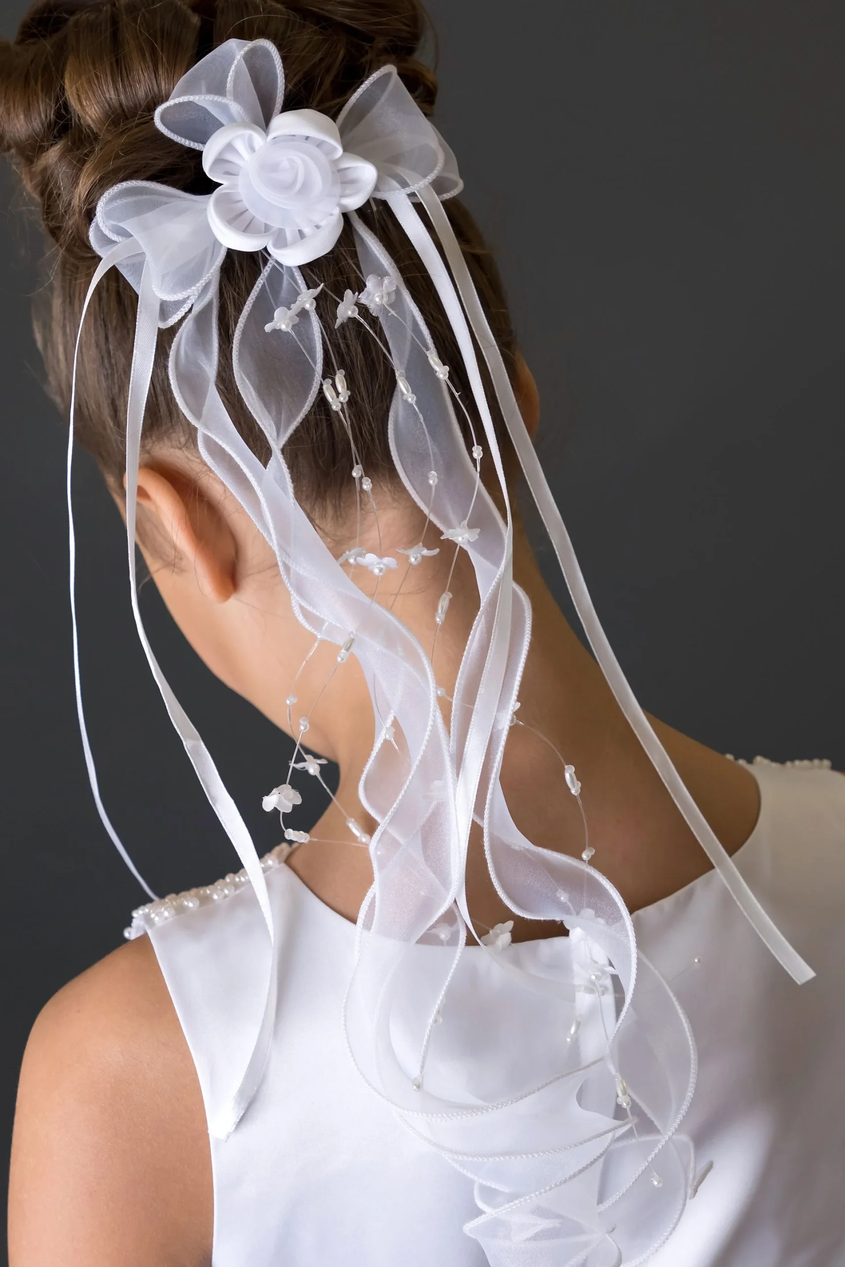 Flower Comb with Ribbons and Beads