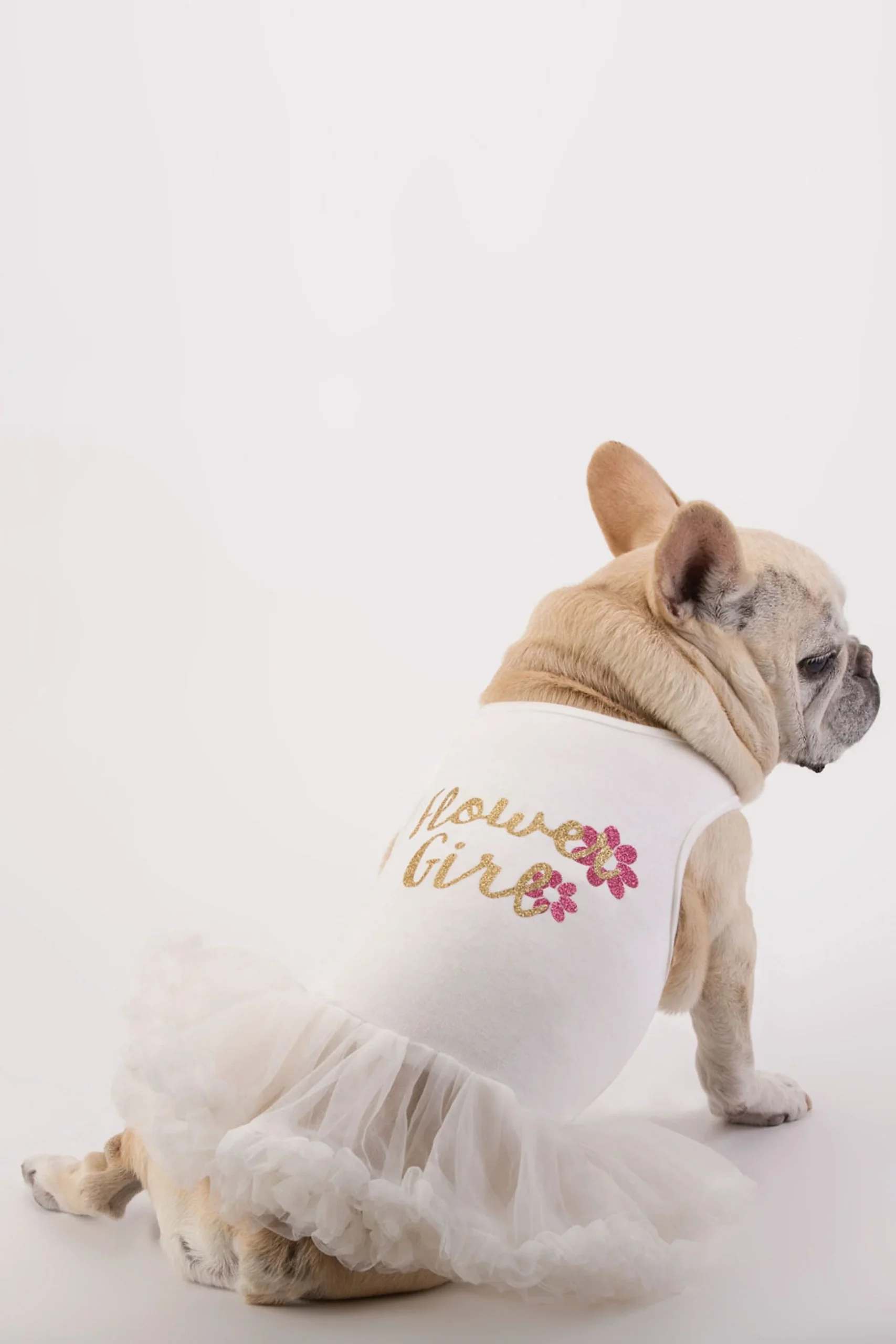 Flower Girl Glitter Script Dog Dress