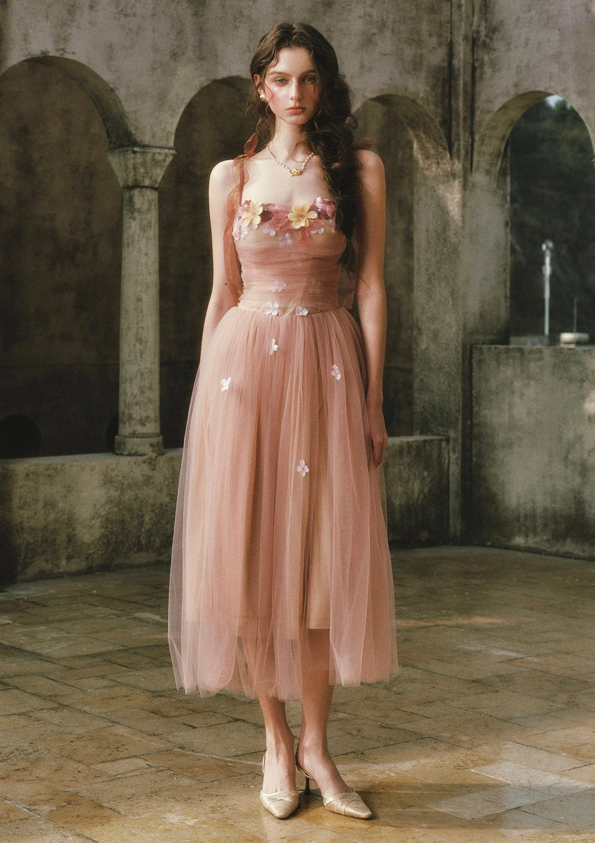 Fluttering Ribbon Dance Corset Dress