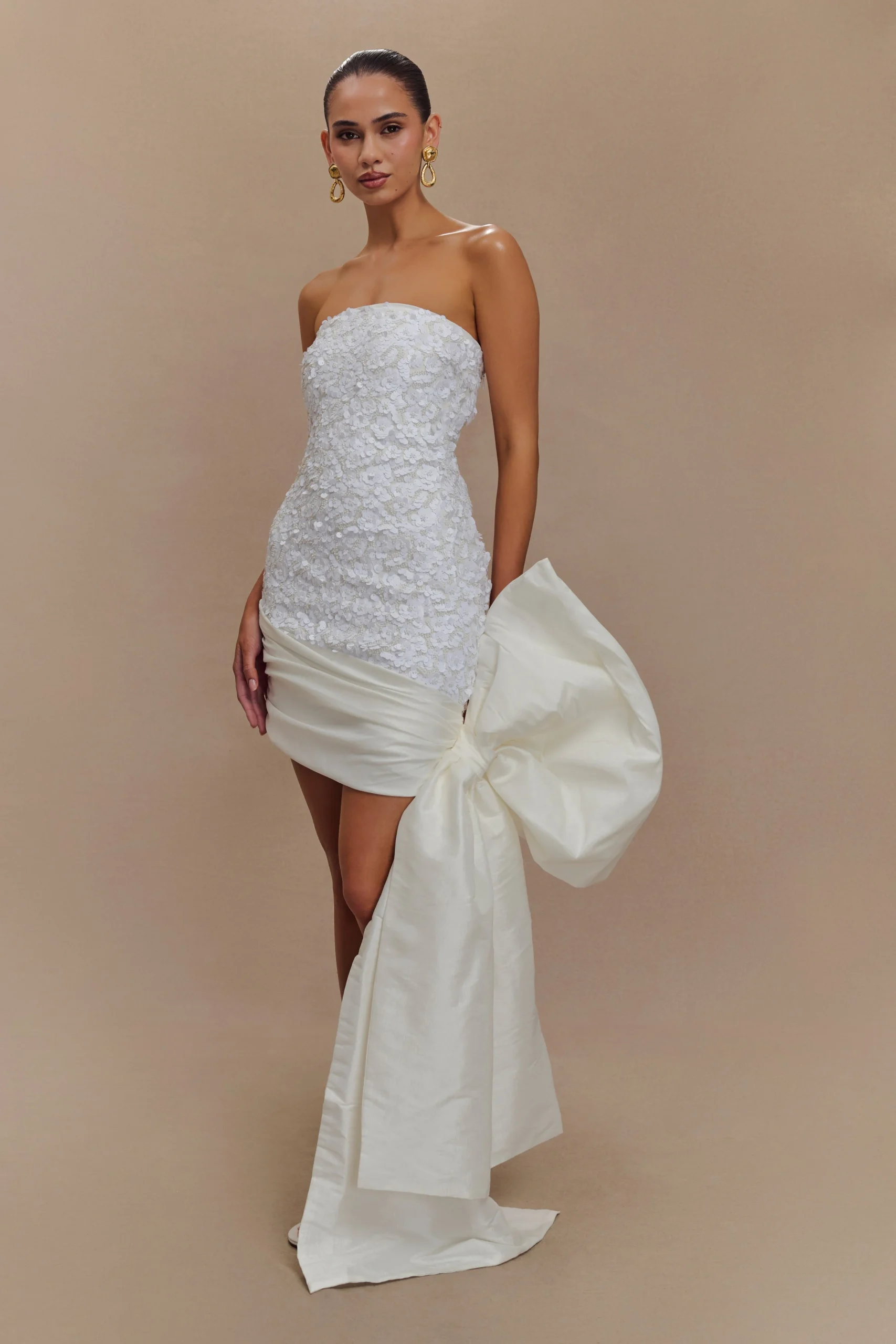 FrankaFINAL SALEStrapless Bow Mini Dress - White