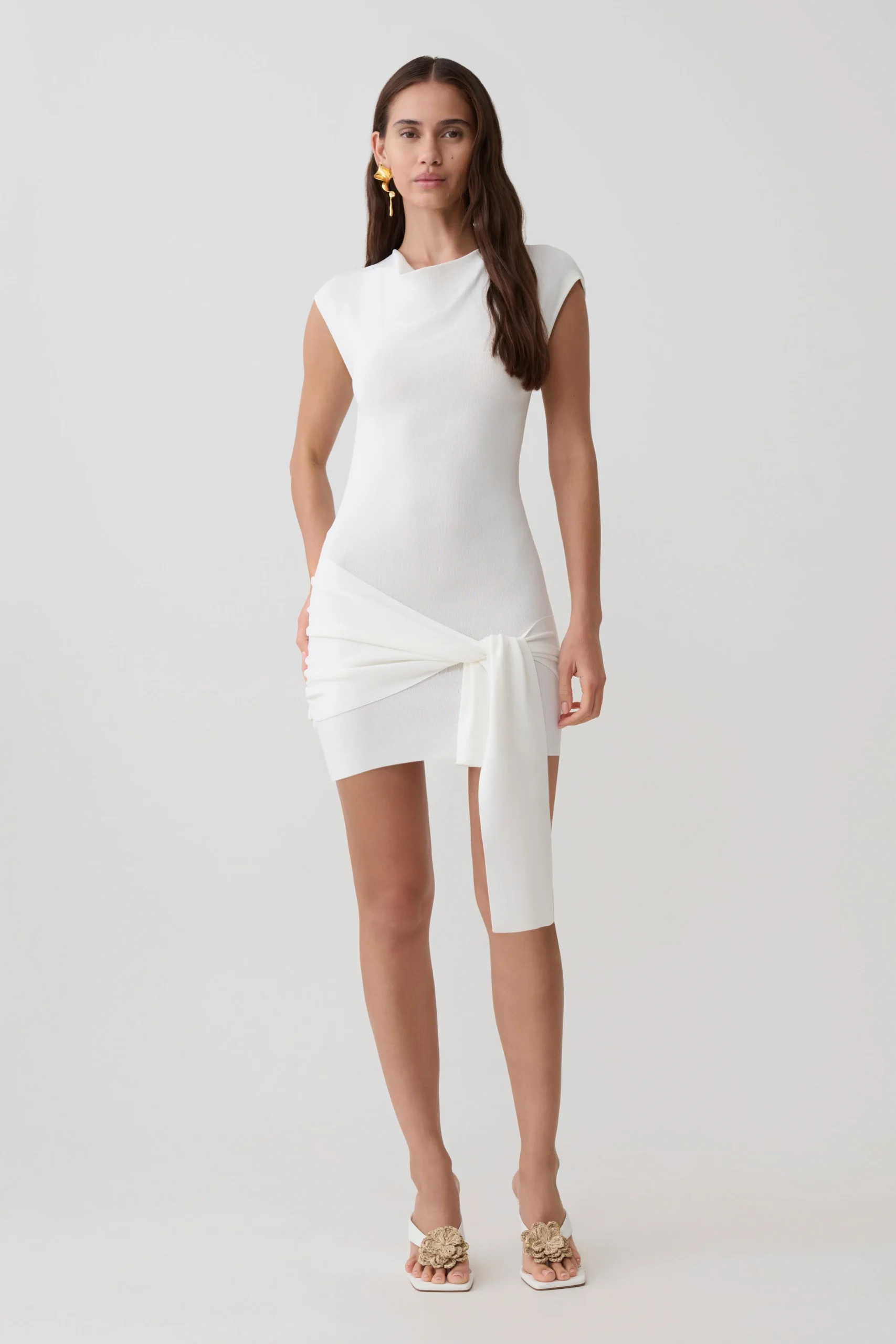 FreidaKnit Mini Dress With Sash - Ivory