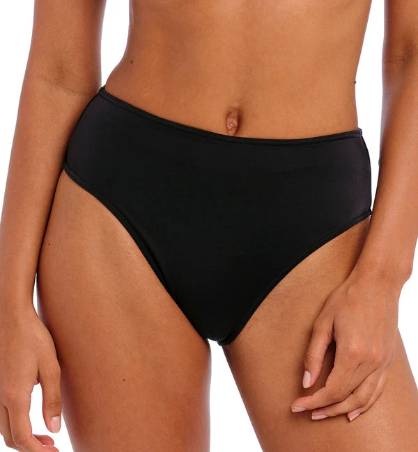 Freya Jewel Cove High Waist High Leg Swim Brief (7236) - Plain Black