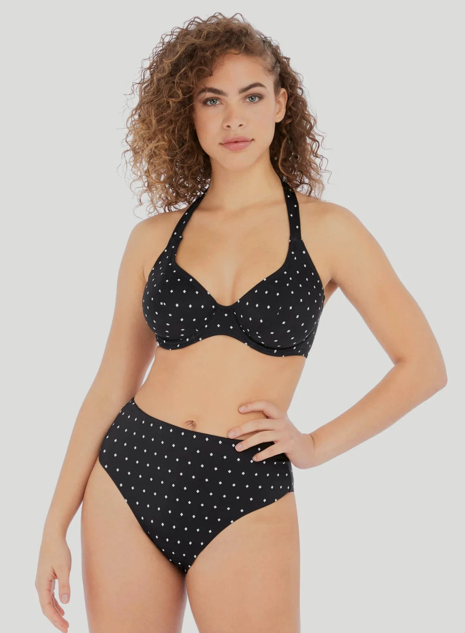 Freya Swimwear: Jewel Cove Underwired Halter Bikini Top Black Diamond