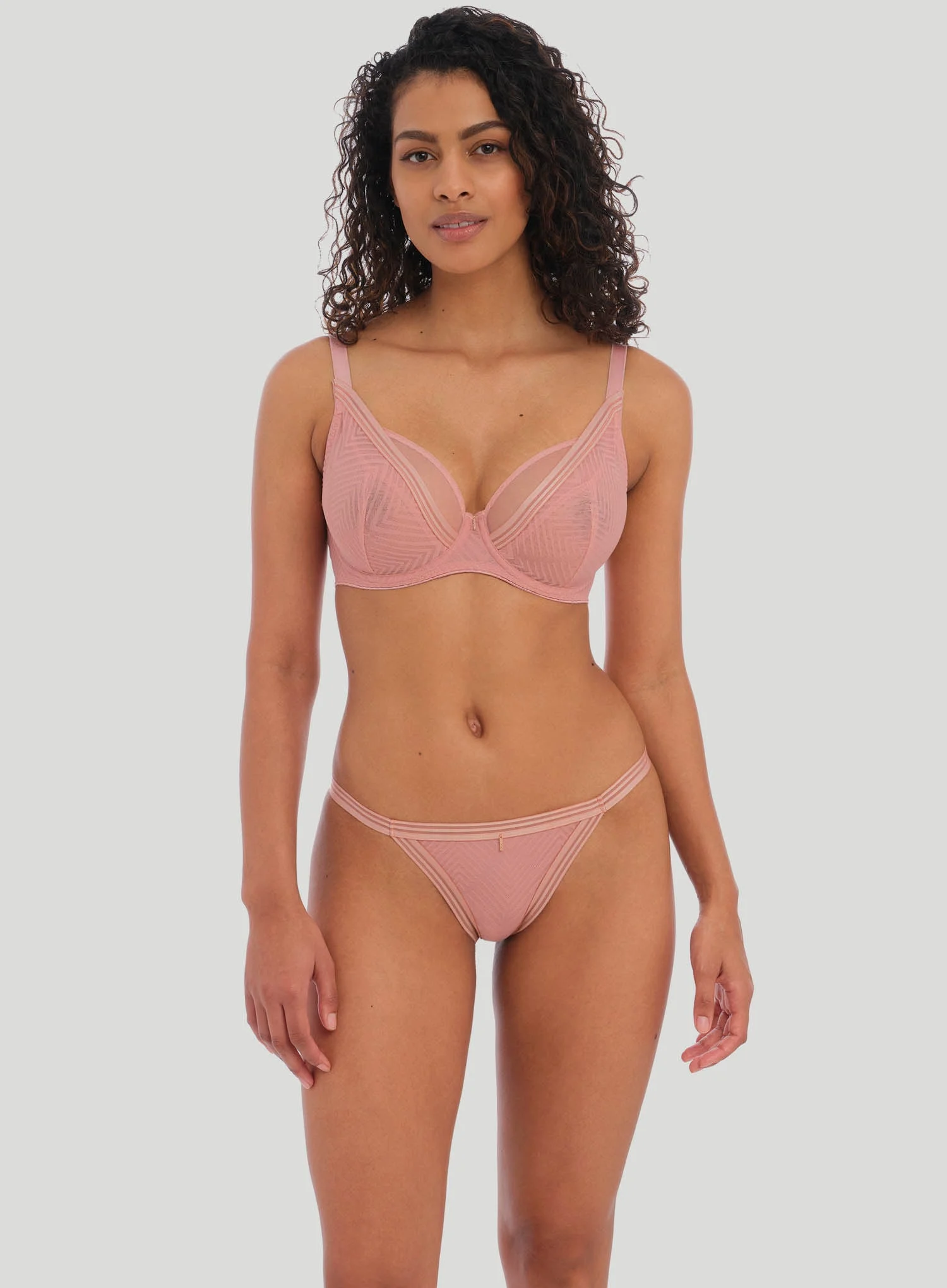 Freya: Tailored High Apex Underwired Plunge Bra Ash Rose