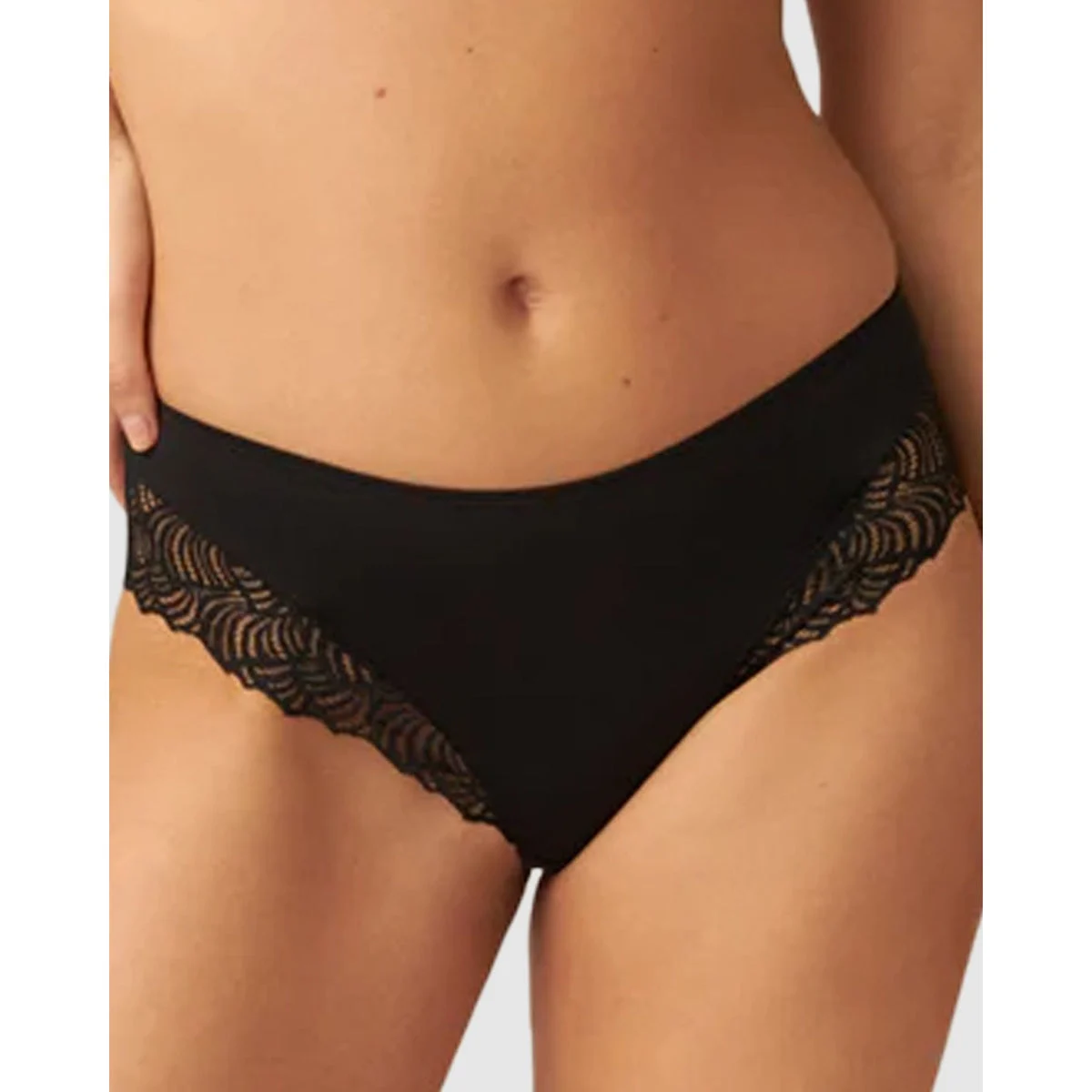 The Friday Sustainable Lace Trim Brief-Black
