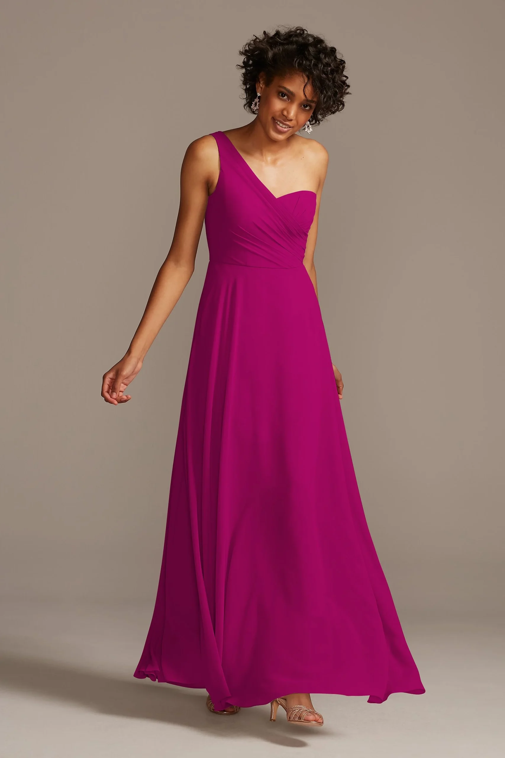 Full Skirt Dress with One Shoulder