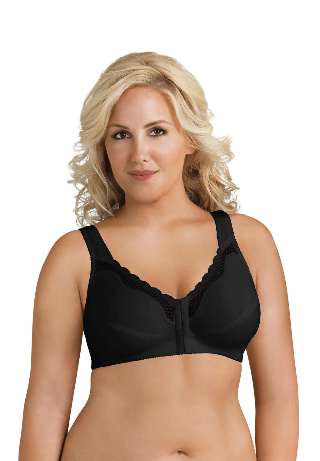 Fully Wireless Cotton Back & Posture Support Bra with Front Closure & Lace