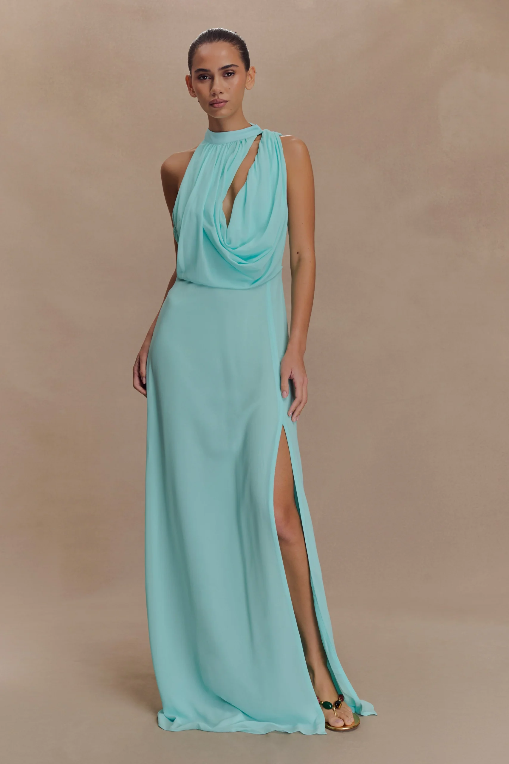 GaliaFINAL SALECowl Neck Maxi Dress - Lagoon