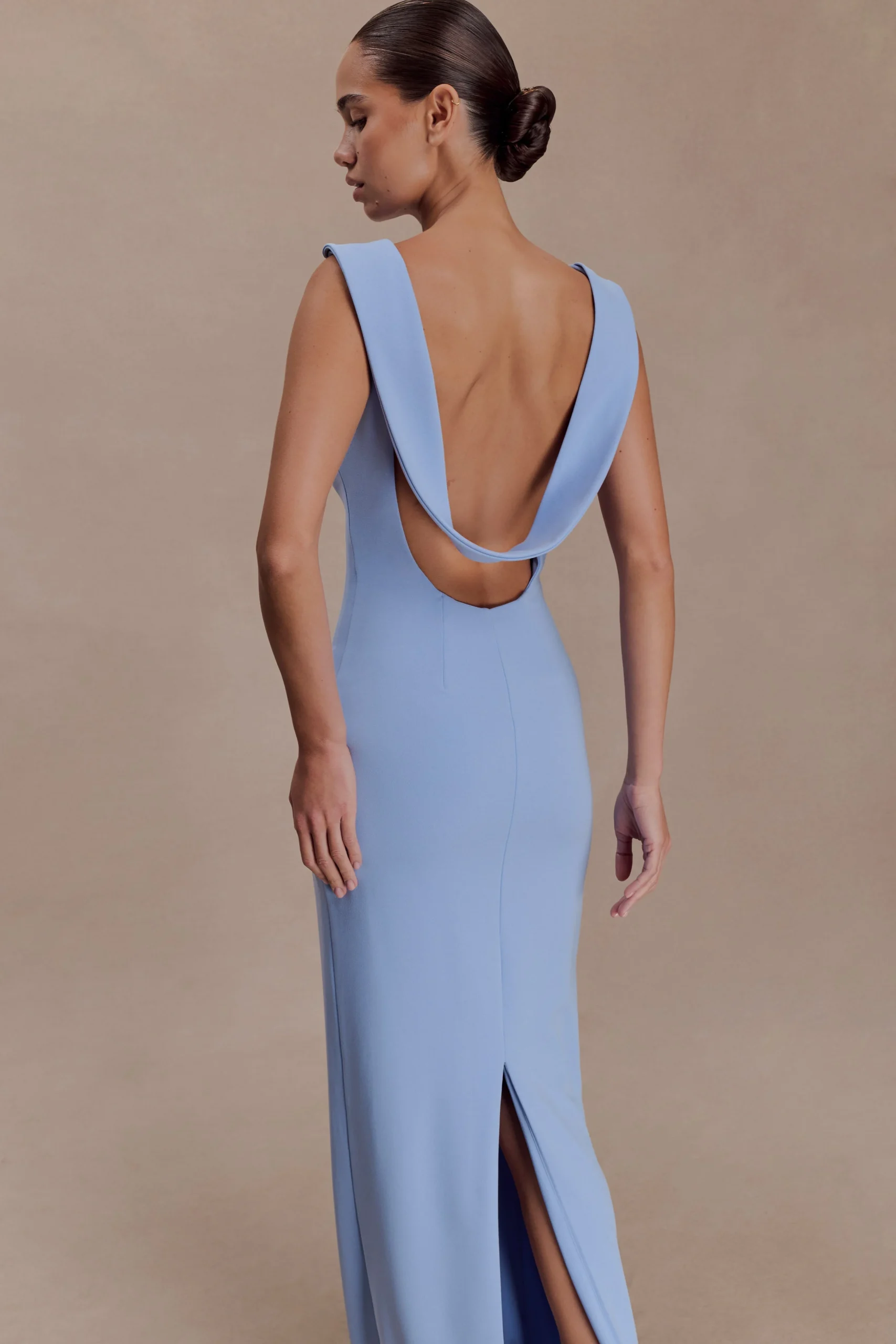 GalileaCrepe Draped Maxi Dress - Cornflower Blue