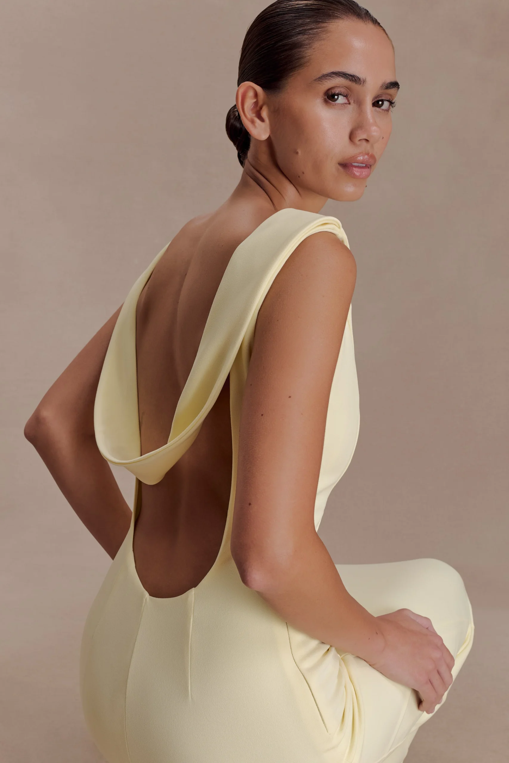 GalileaCrepe Draped Maxi Dress - Lemon