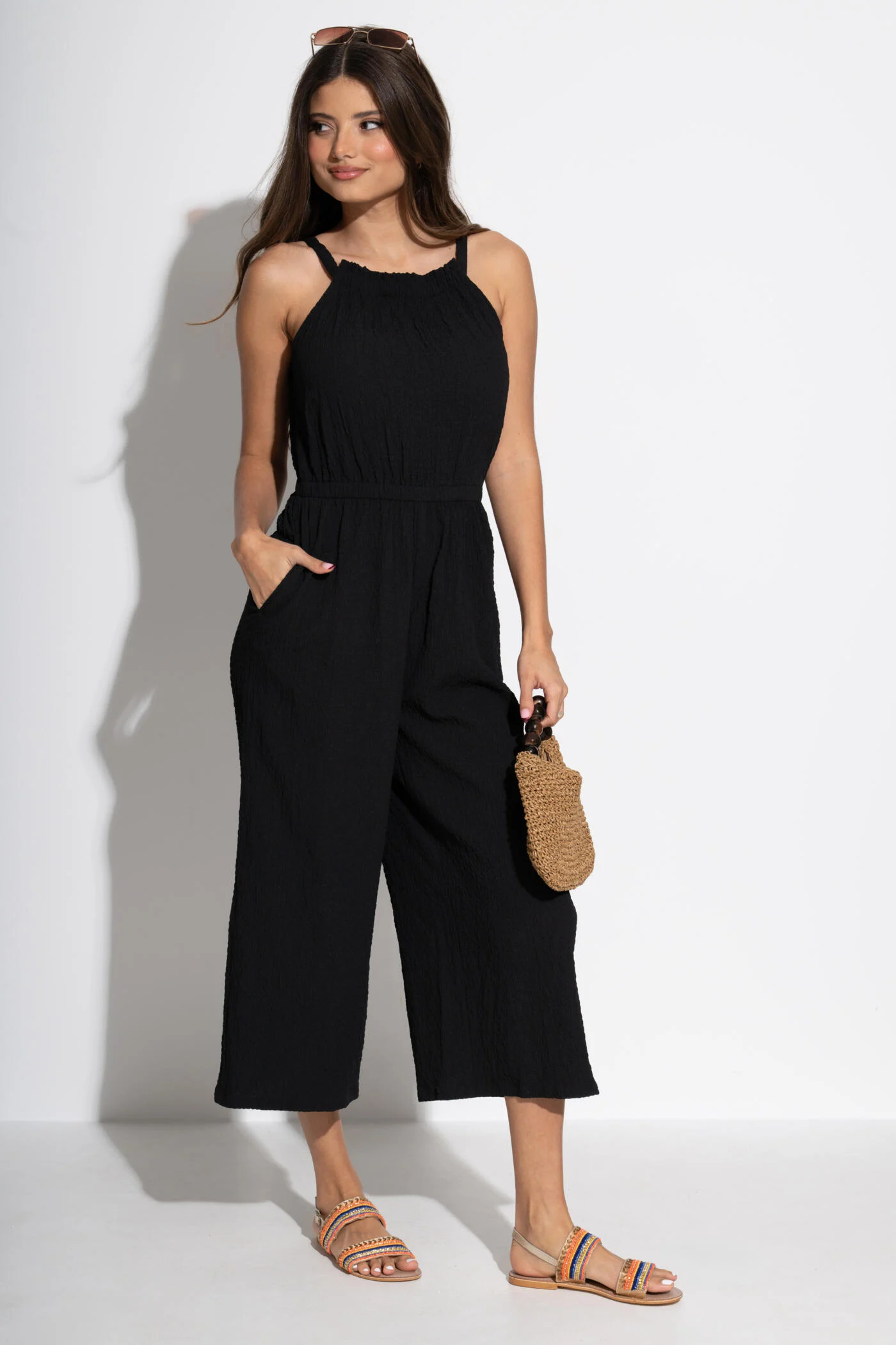 Gemma High Neck Jumpsuit - Black