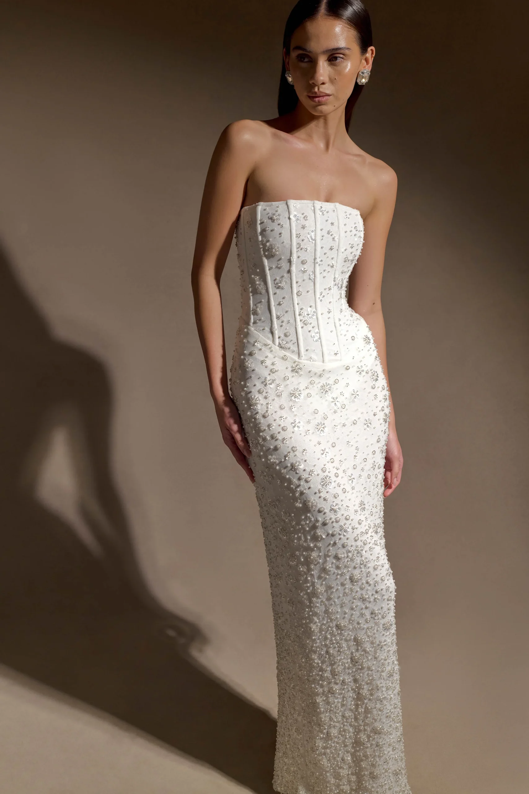 GemmaStrapless Embellished Maxi Dress - Ivory