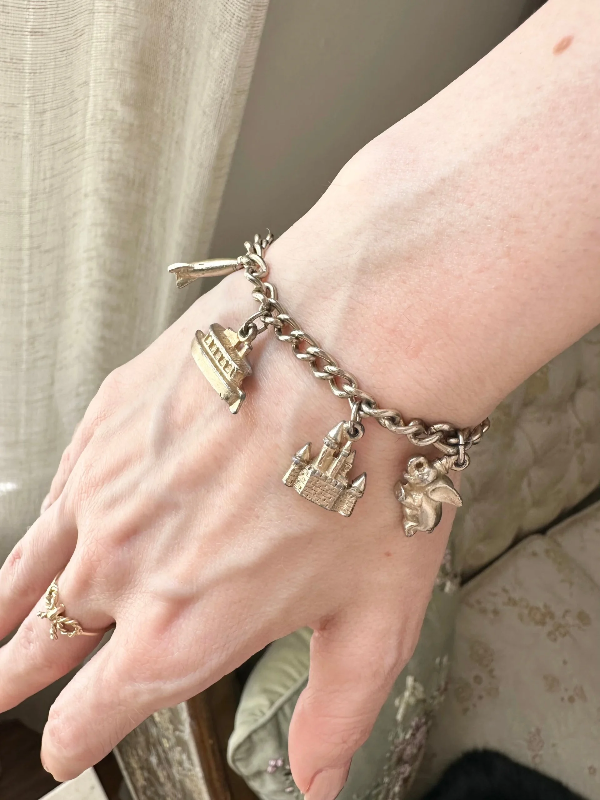 Genuine 1950s Vintage Disney Silver Tone Charm Bracelet