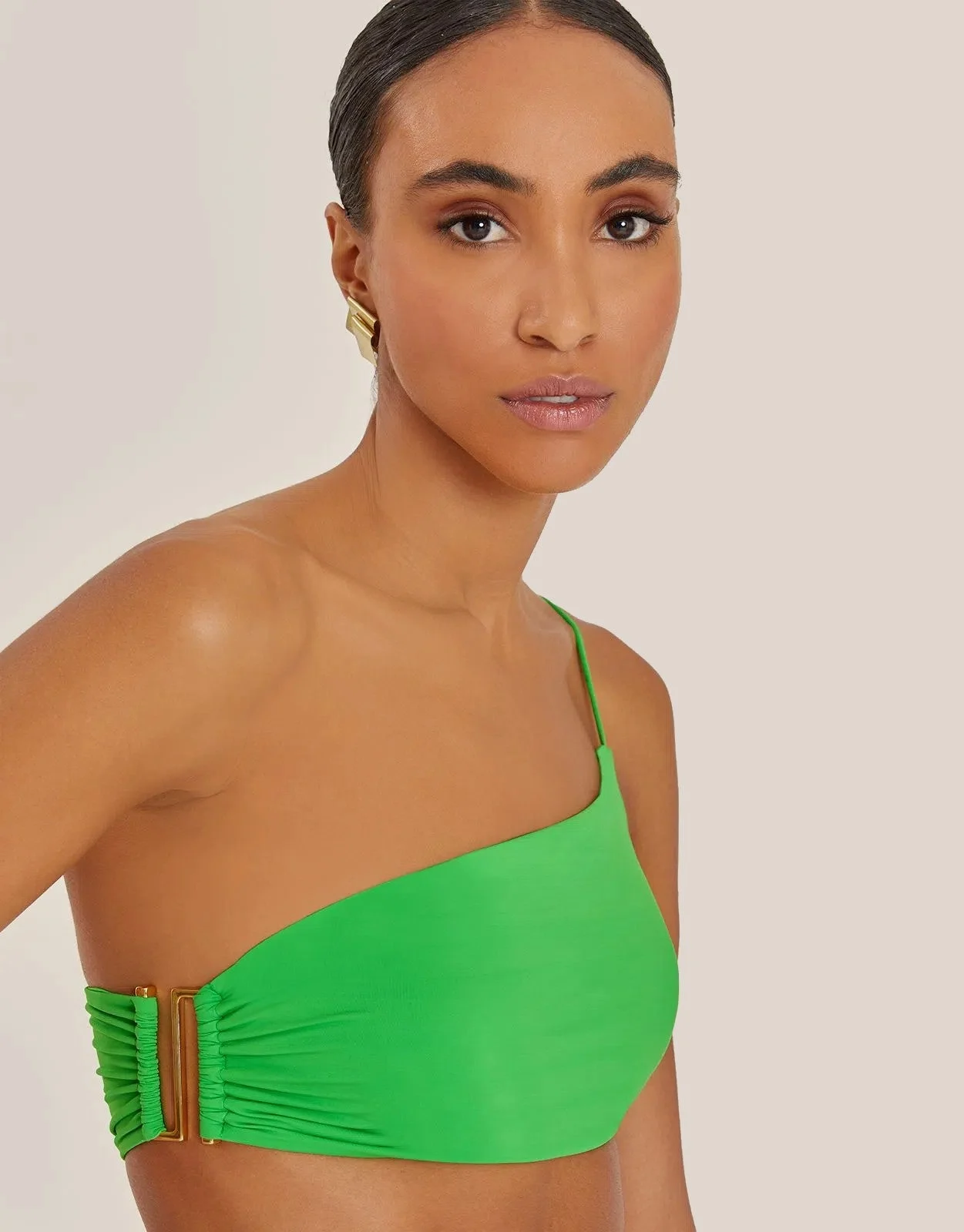 Geometric Shoulder Bikini Top Kiwi Green