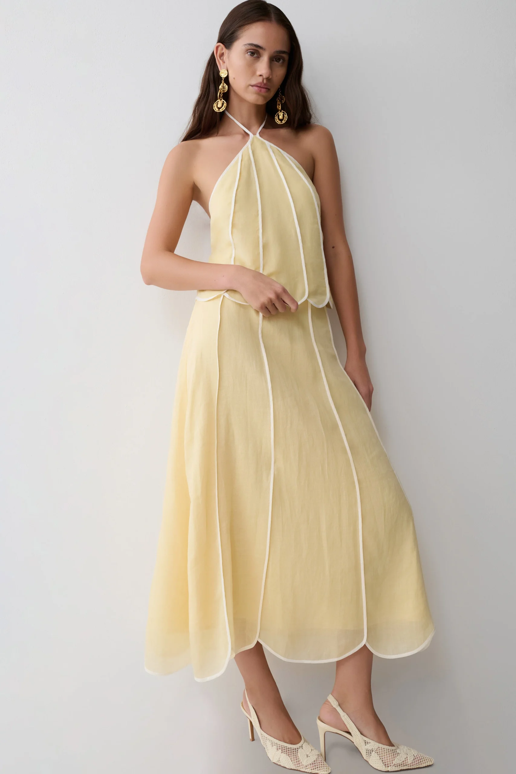 GeorgiaPanelled Midi Skirt - Butter