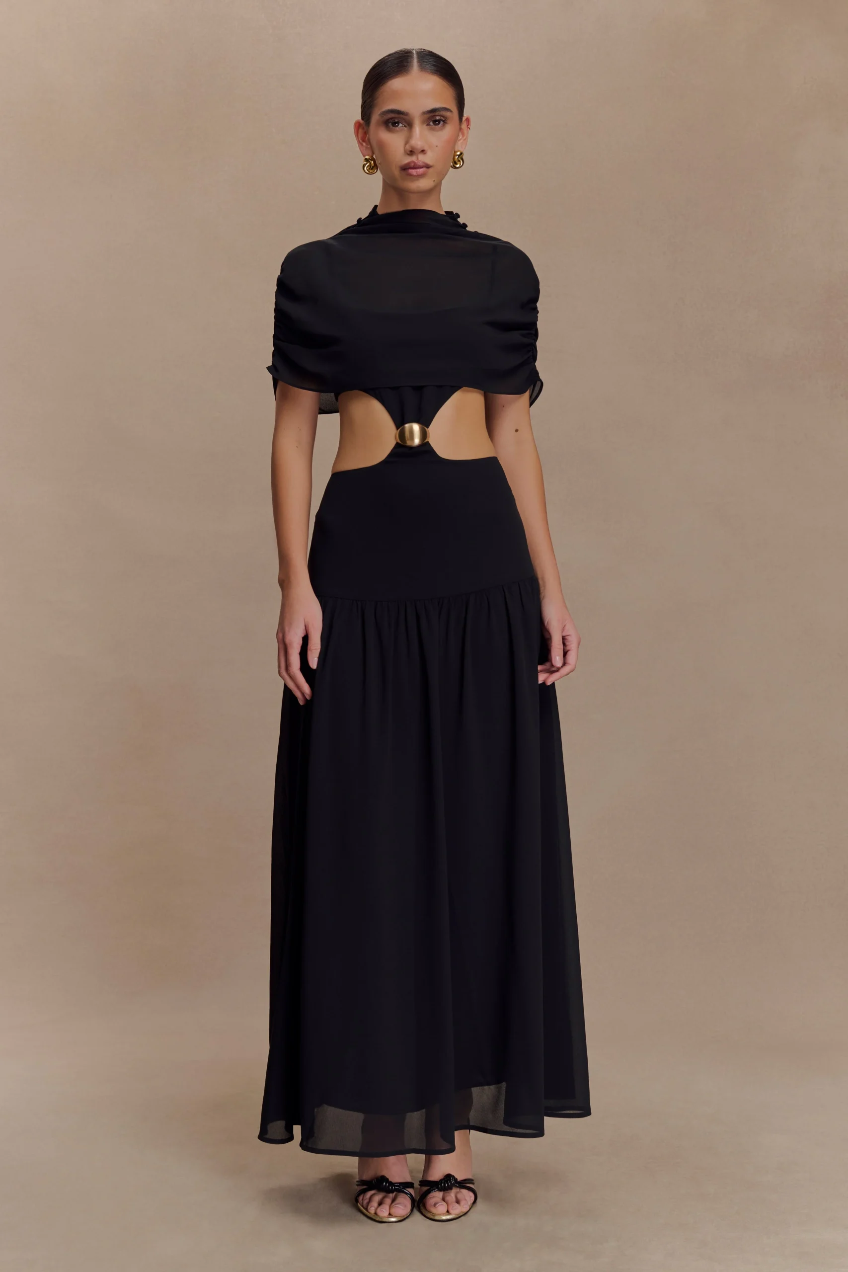 GeorginaFINAL SALEChiffon Midi Dress - Black