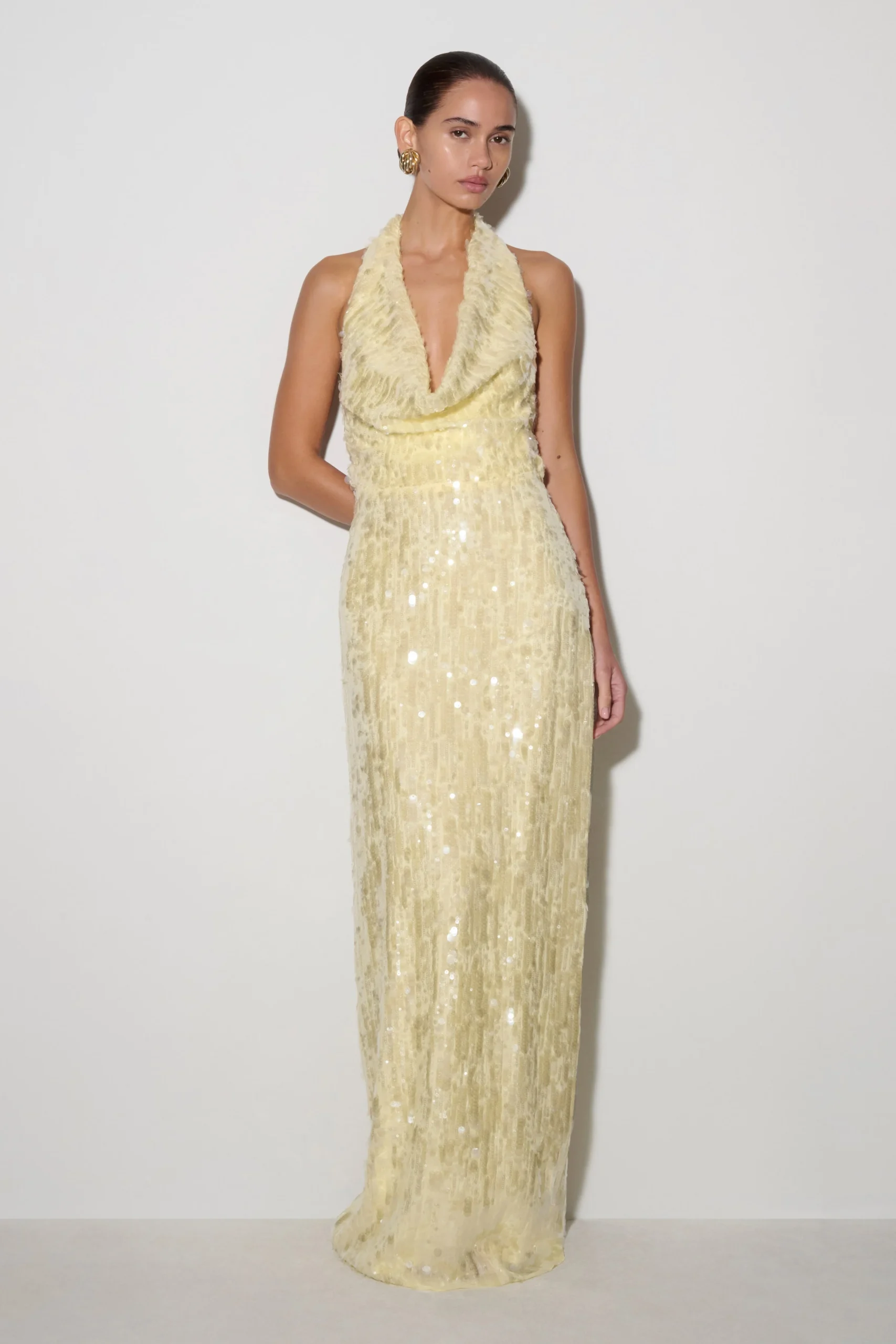 GertrudSequin Halter Maxi Dress - Lemon