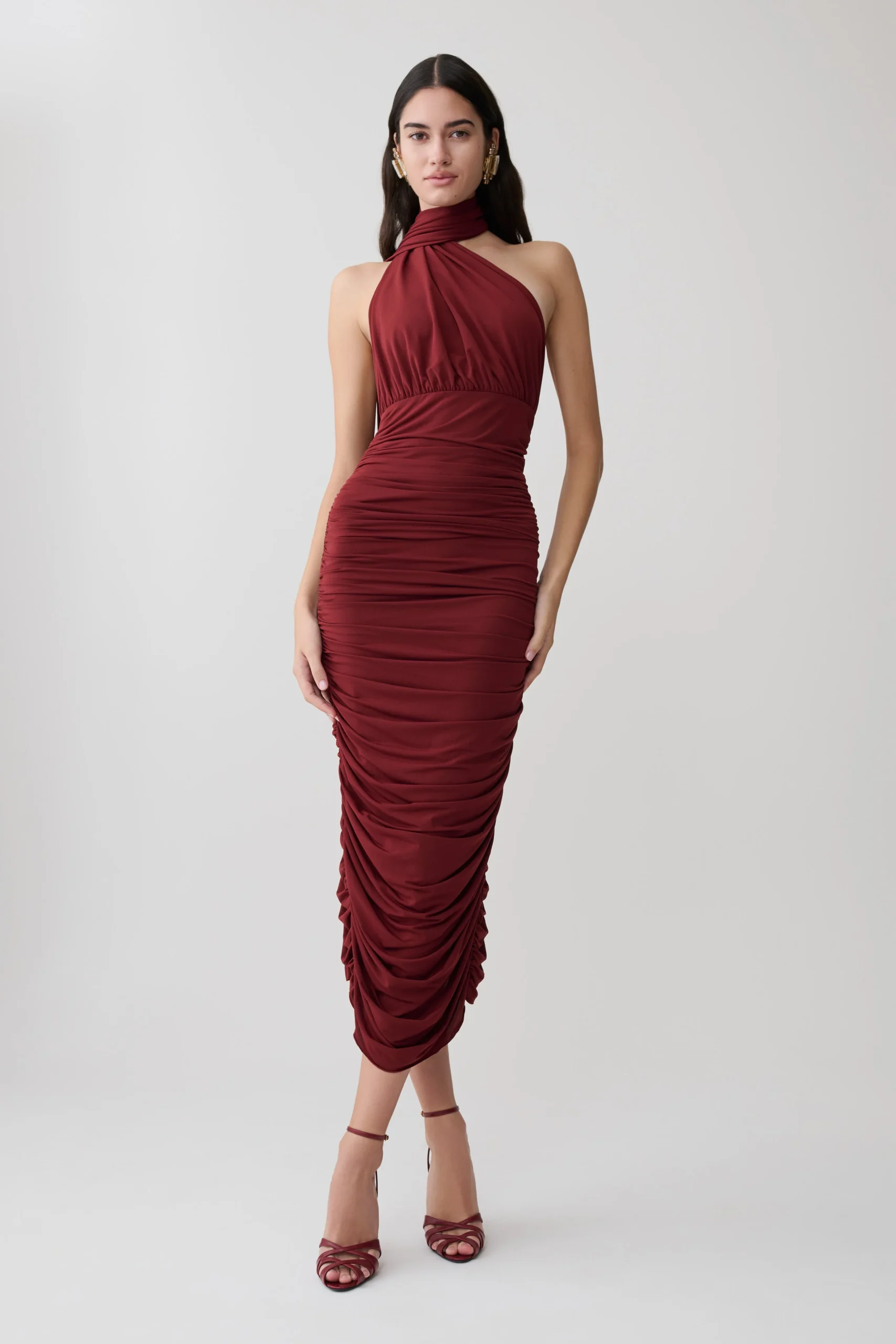 GiannieDraped Midi Dress - Merlot
