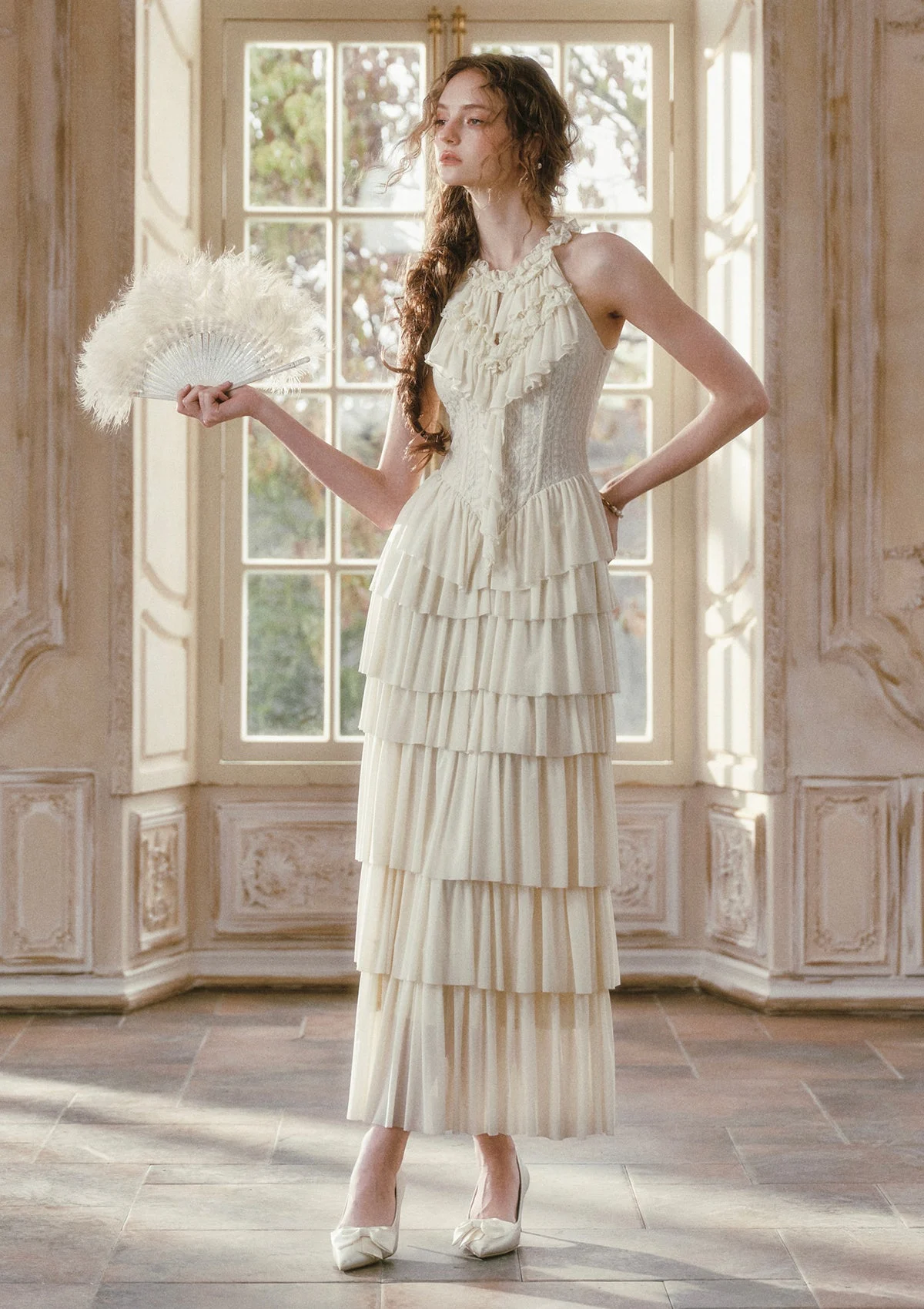 Gilded Feather Fan Corset Dress