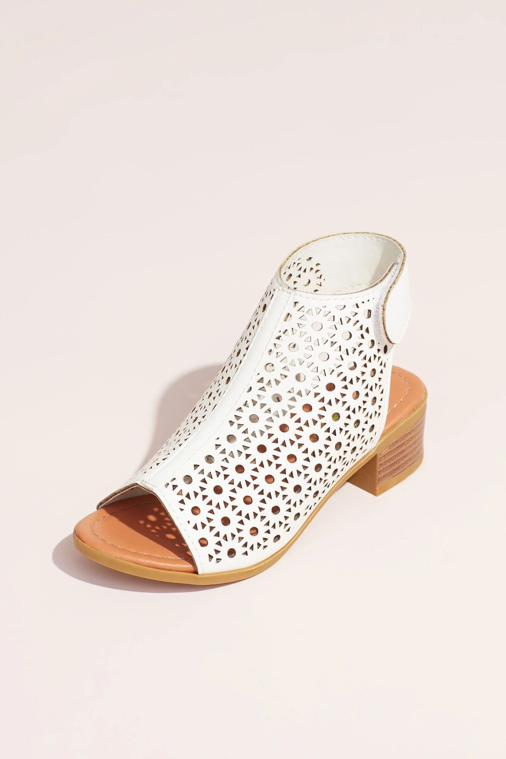 Girls Flower Cutout Open-Toe Slingback Booties