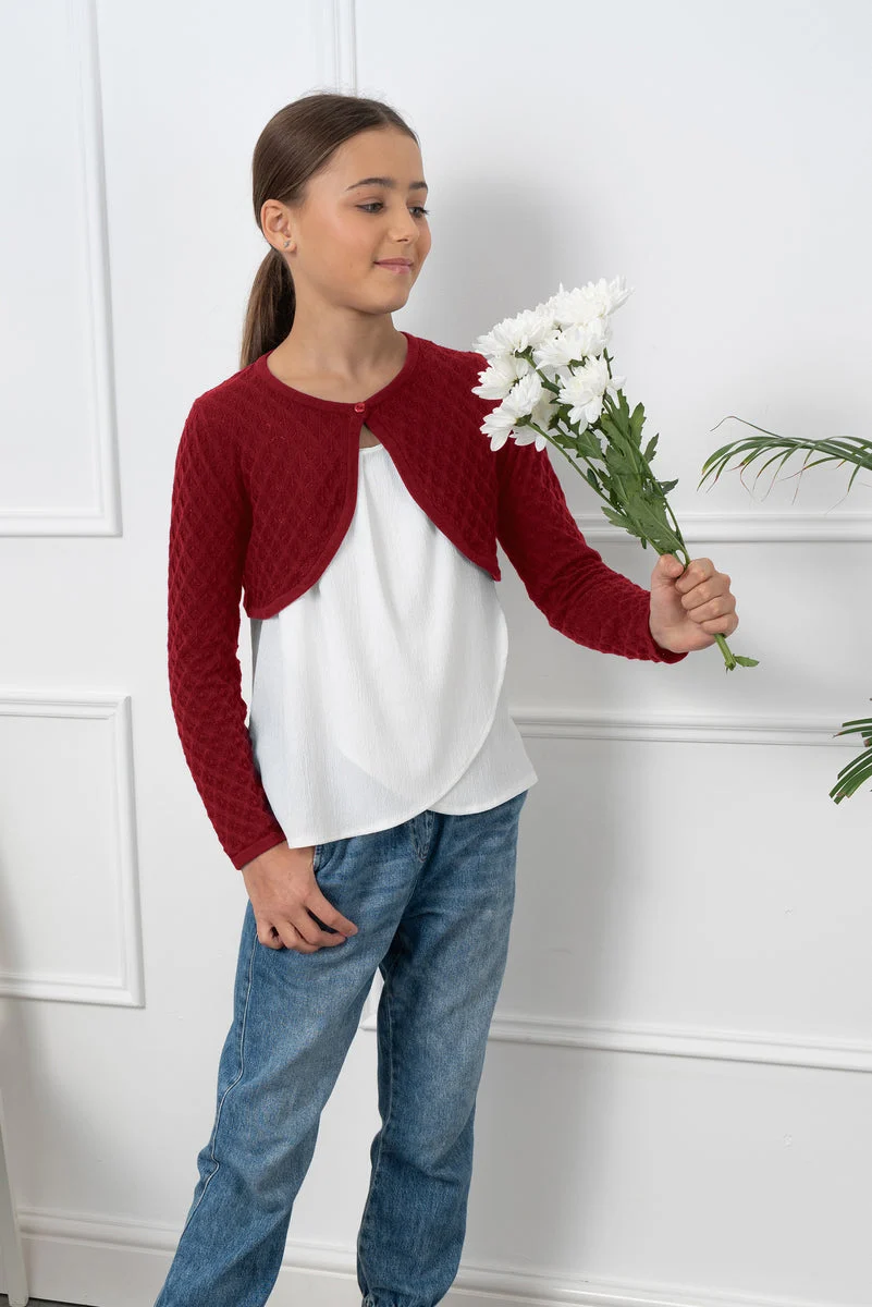 Girls Pointelle Knit Bolero