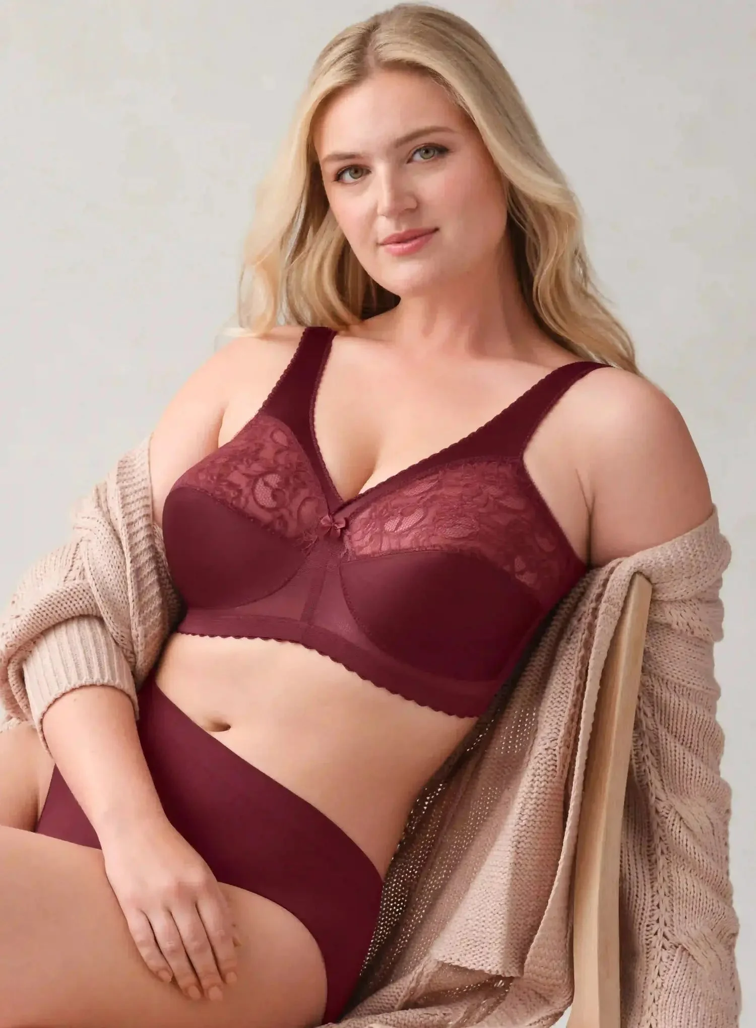 Glamorise: Magic Lift Full Figure Support Bra Burgundy