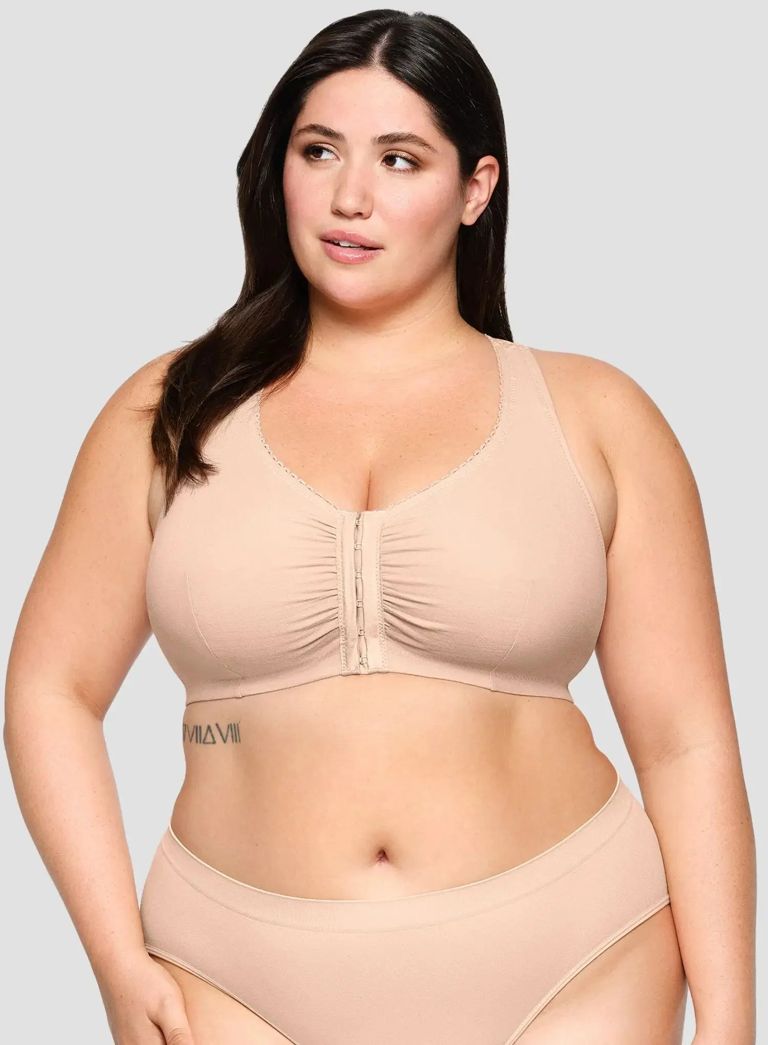 Glamorise: Off Duty Front Close T Back Comfort Sleep Bra Cafe