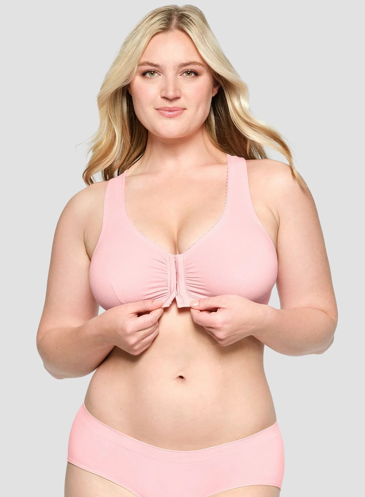 Glamorise: Off Duty Front Close T Back Comfort Sleep Bra Pink Blush